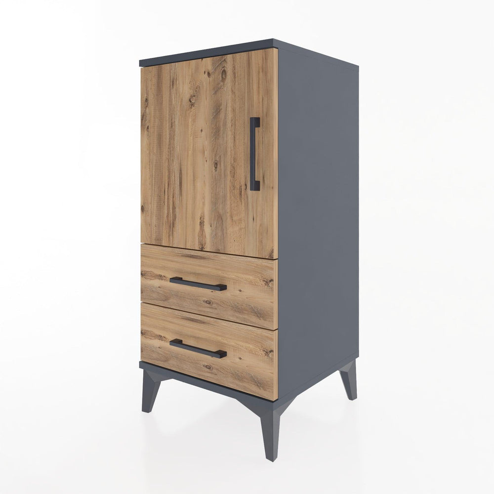 Woodntry Modular Nightstand Anthracite 44x44x84 cm with Cover and Drawer KC27-2
