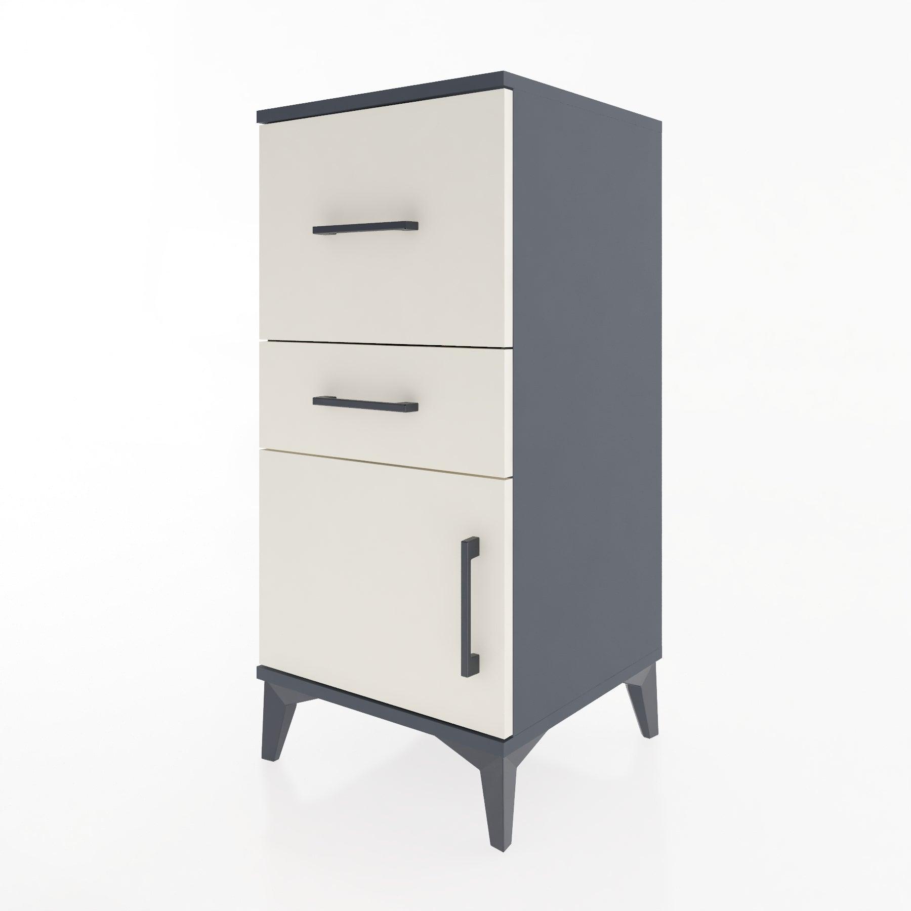 Woodntry Modular Nightstand Anthracite 44x44x84 cm with Cover and Drawer KC49-2