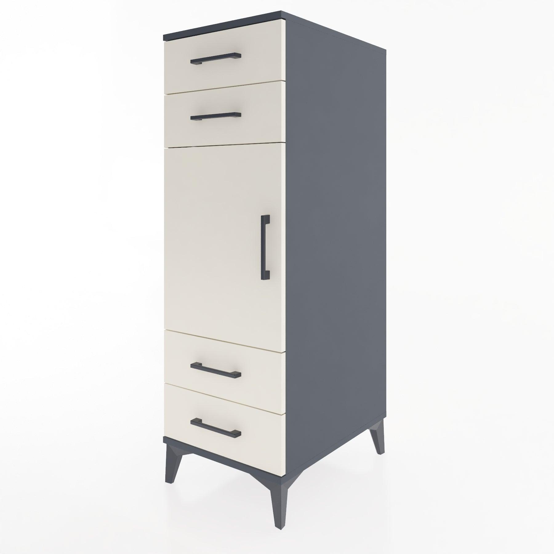 Woodntry Modular Cabinet Anthracite 44x30x122 cm with Doors and Drawers KC55-2