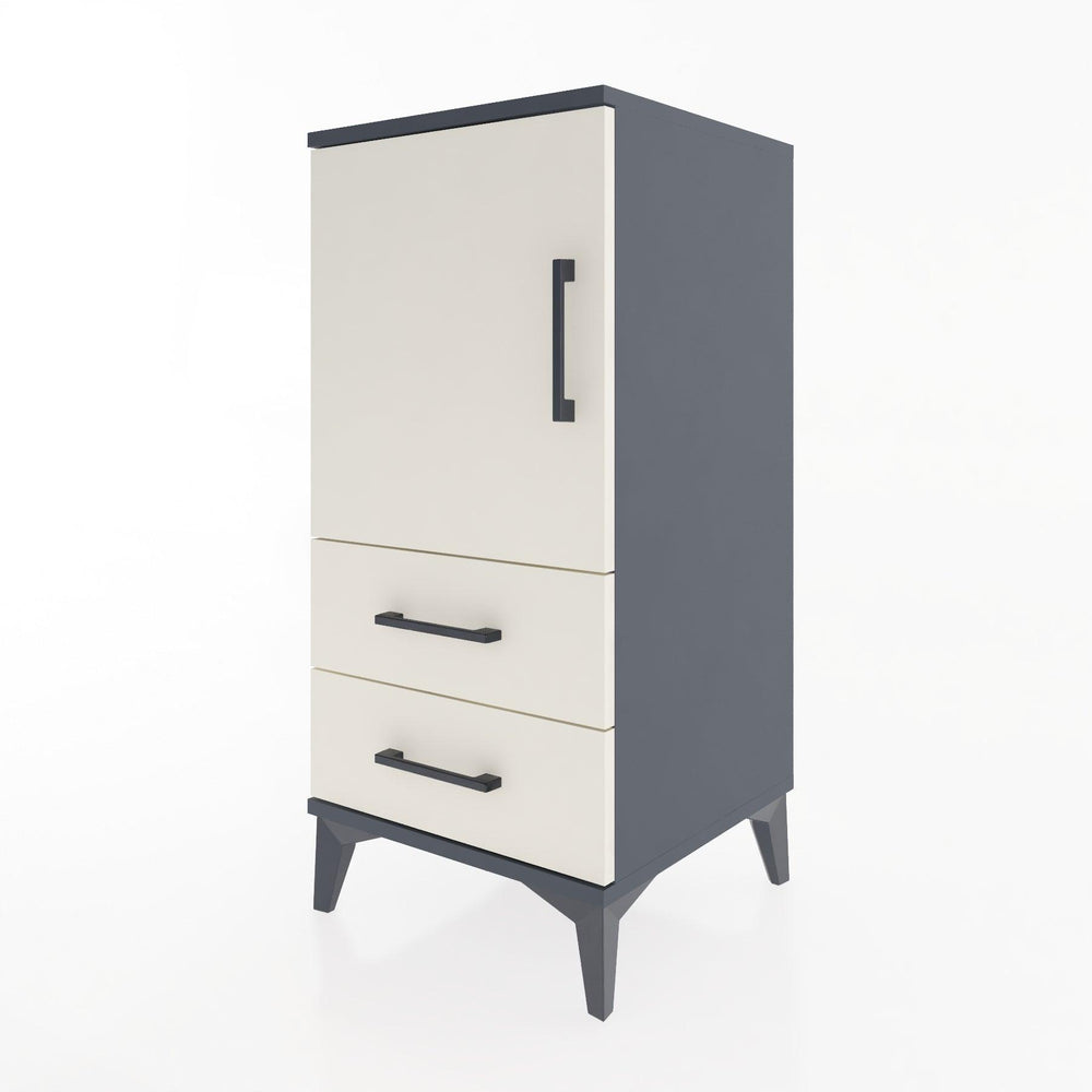 Woodntry Modular Nightstand Anthracite 44x44x84 cm with Cover and Drawer KC27-2