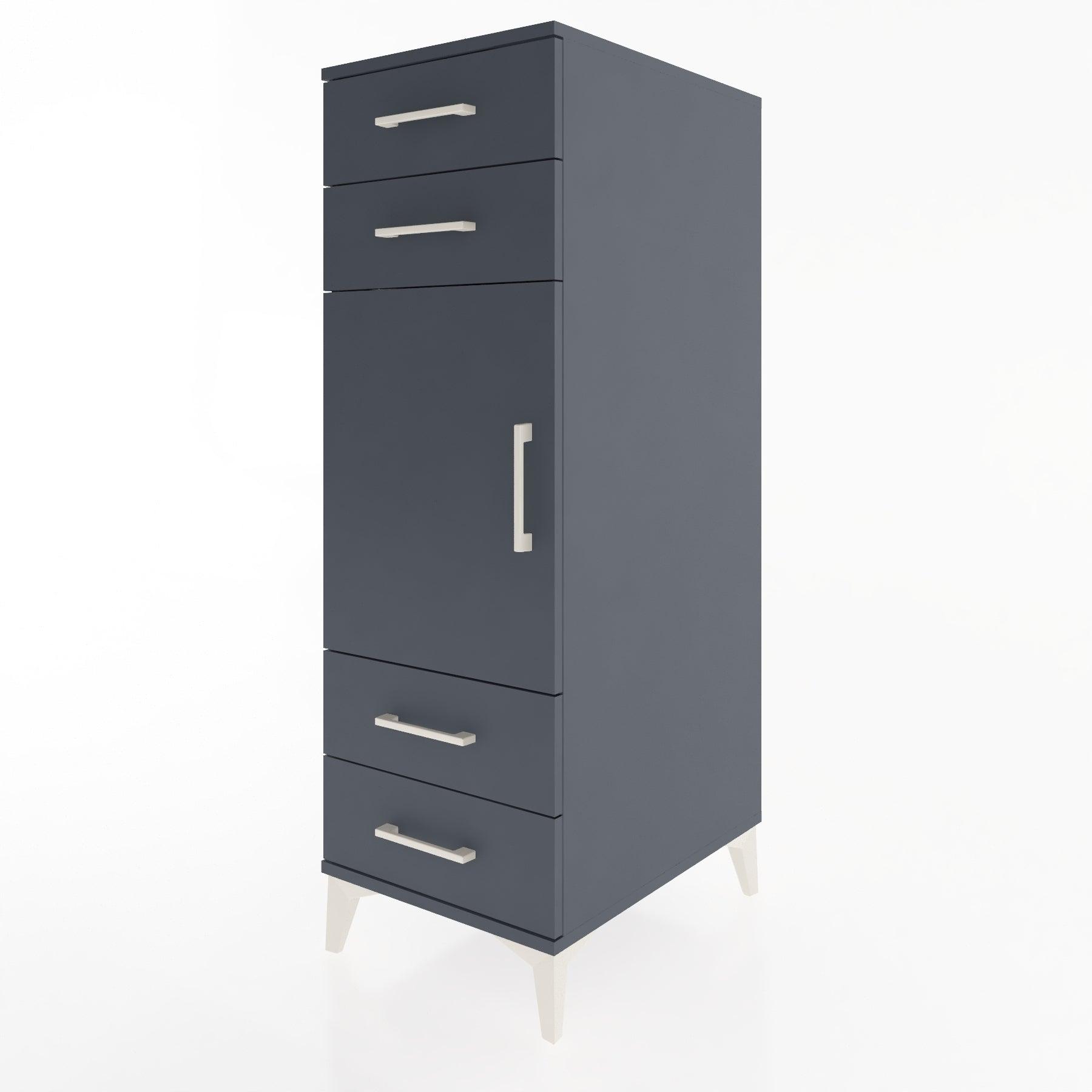 Woodntry Modular Cabinet Anthracite 44x30x122 cm with Doors and Drawers KC55-2