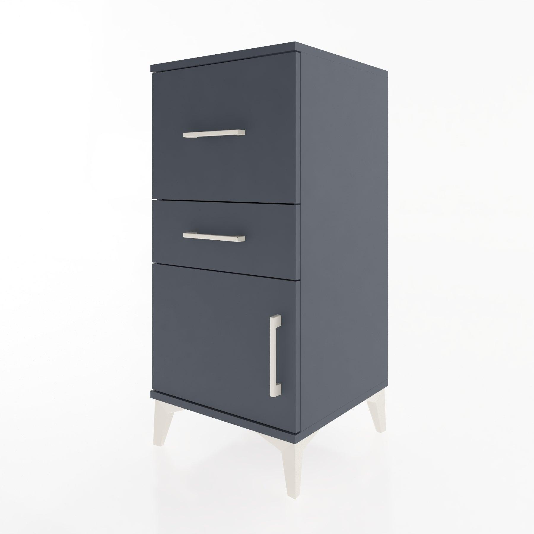 Woodntry Modular Nightstand Anthracite 44x44x84 cm with Cover and Drawer KC49-2