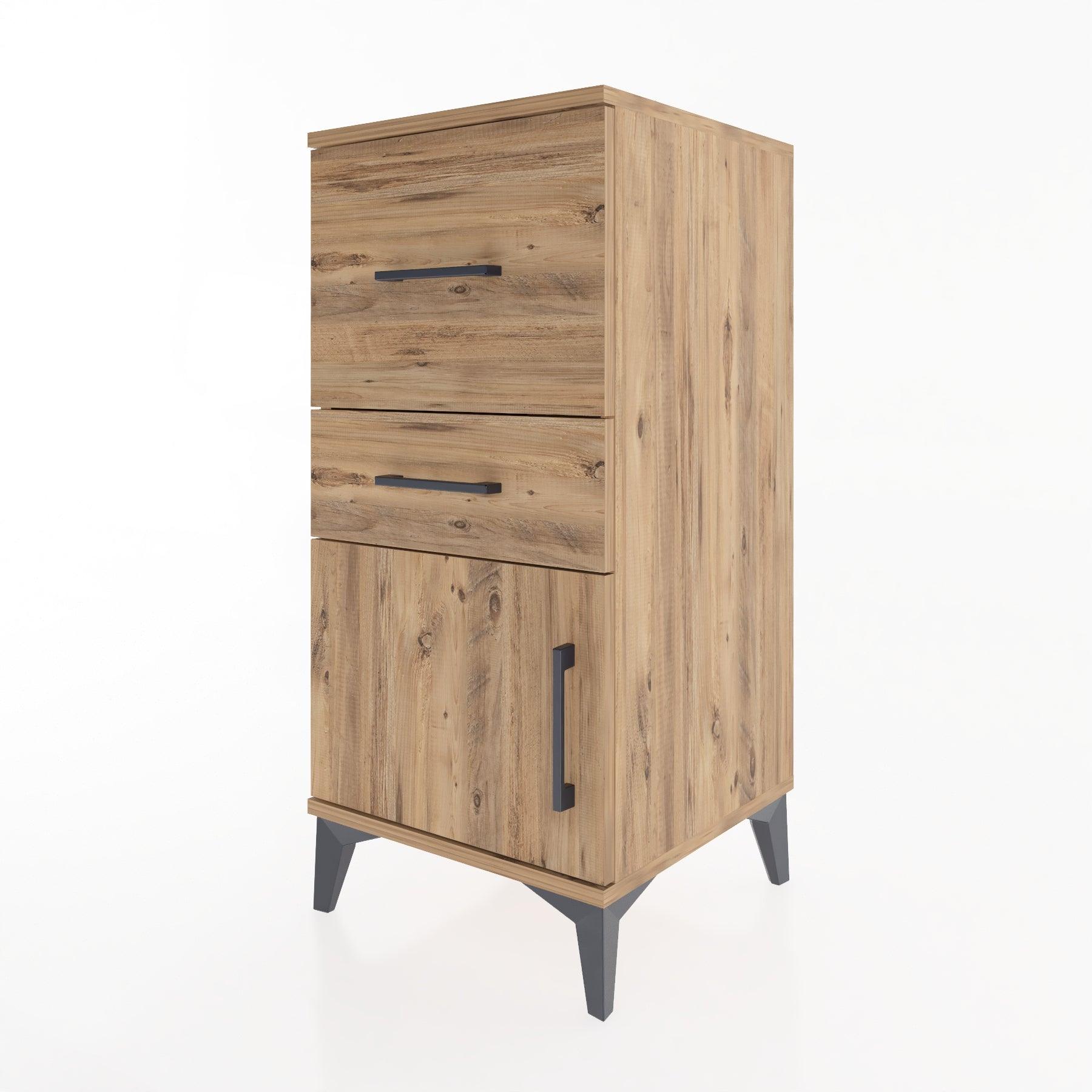 Woodntry Modular Nightstand Pine 44x44x84 cm with Cover and Drawer KC49-3