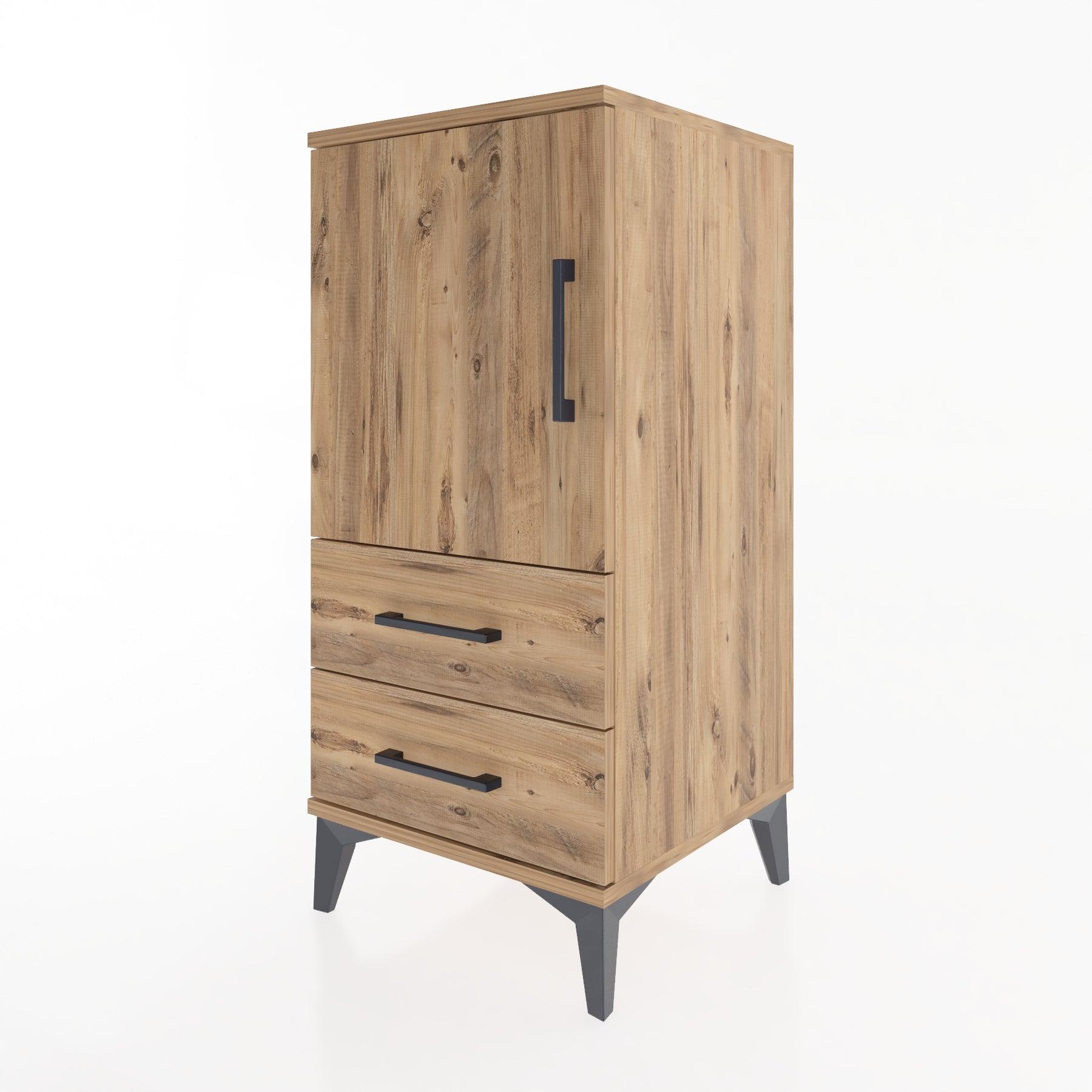 Woodntry Modular Nightstand Pine 44x44x84 cm with Cover and Drawer KC27-3