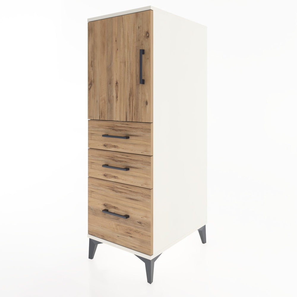 Woodntry Modüler Dolap Aytaşı 44x30x122 cm Kapaklı ve Çekmeceli KC6-1