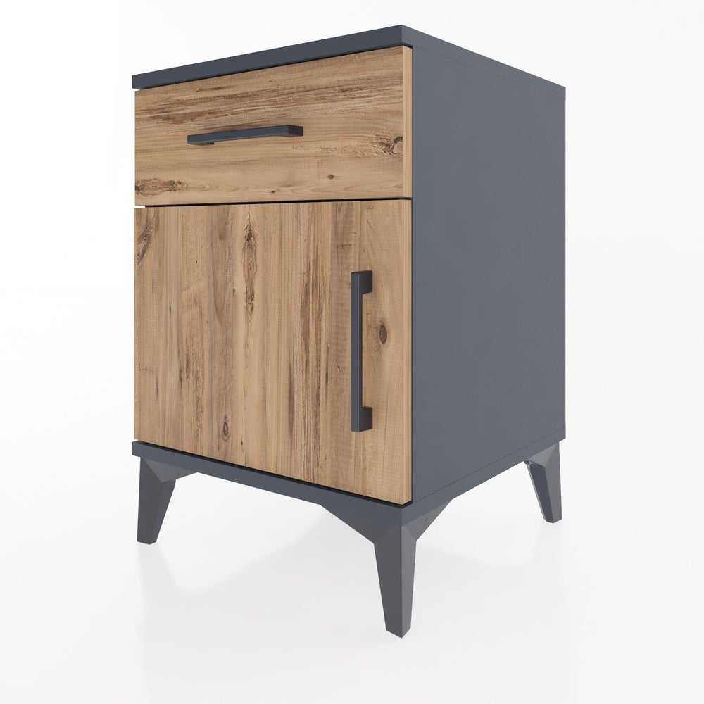 Woodntry Modular Nightstand Anthracite 44x44x52 cm with Cover and Drawer KC6-2