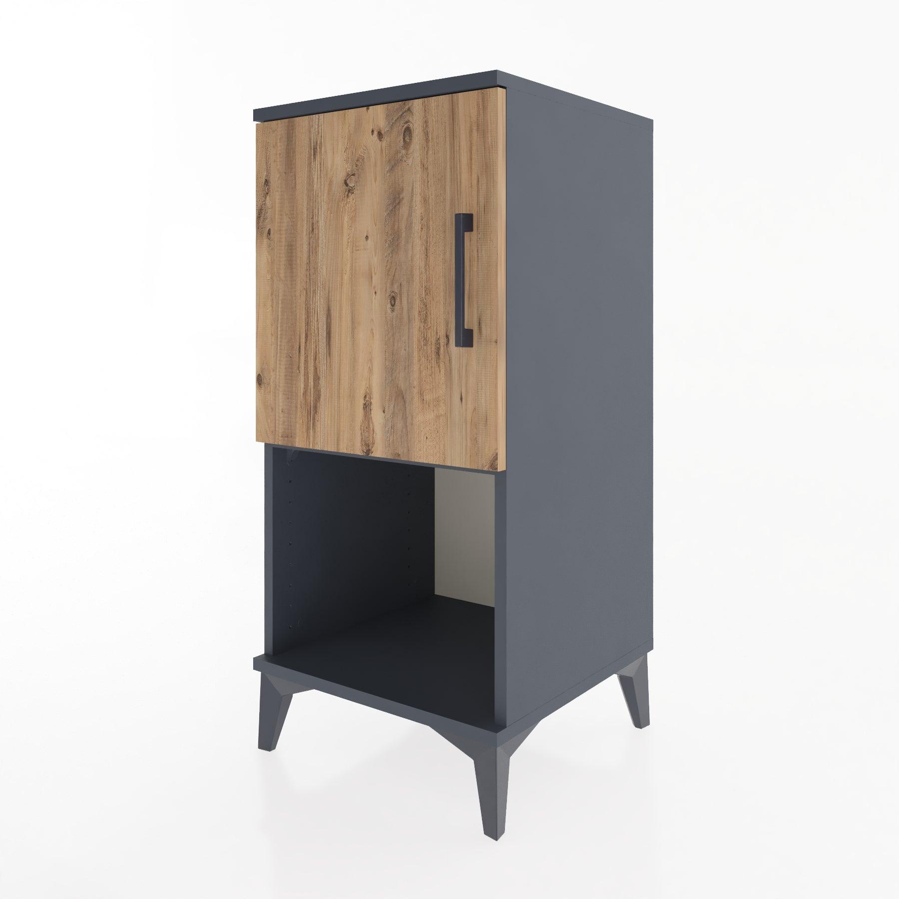 Woodntry Modular Nightstand Anthracite 44x44x84 cm with Cover and Shelf KR28-2