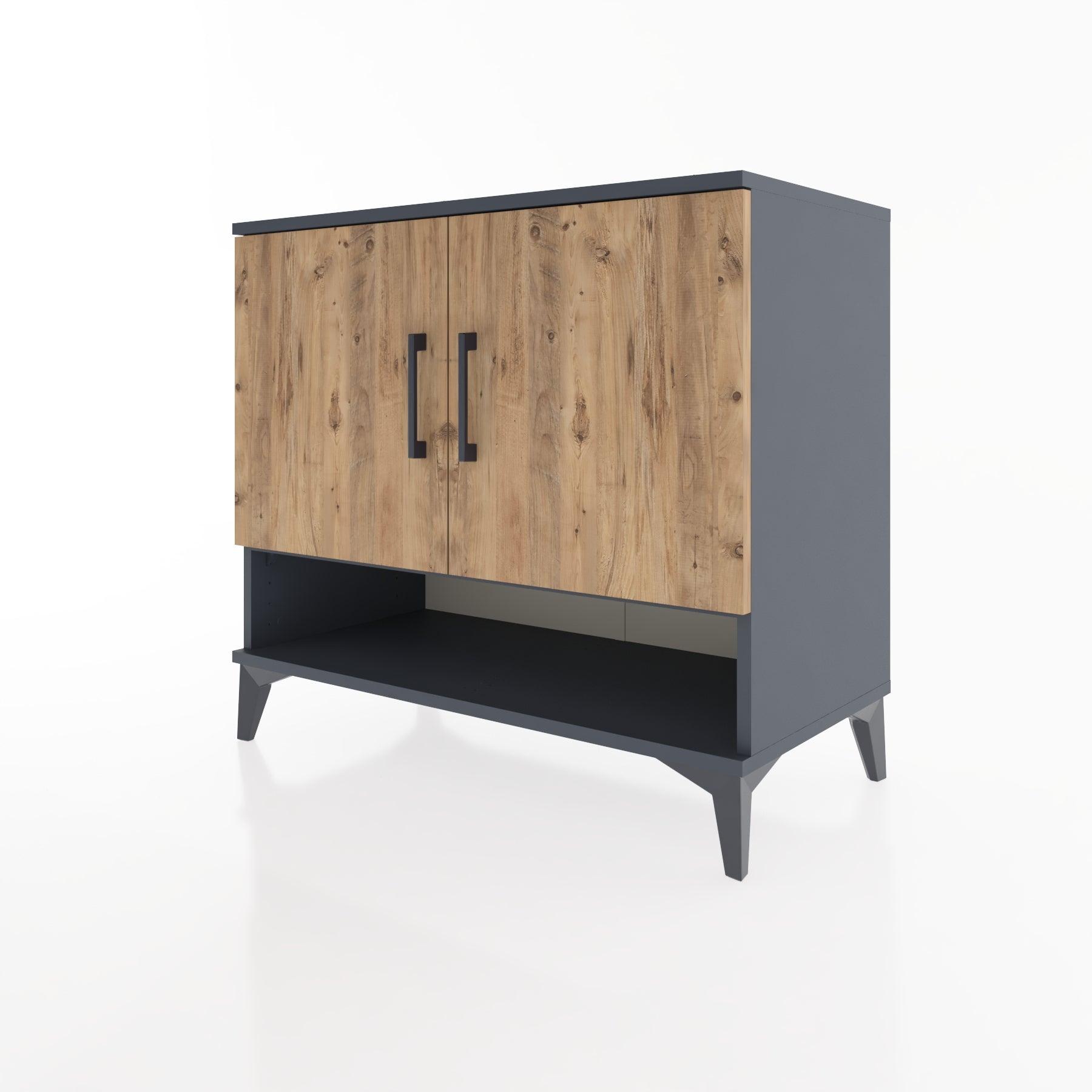 Woodntry Modüler Şifonyer Antrasit 88x44x68 cm Kapaklı ve Raflı KR6-2
