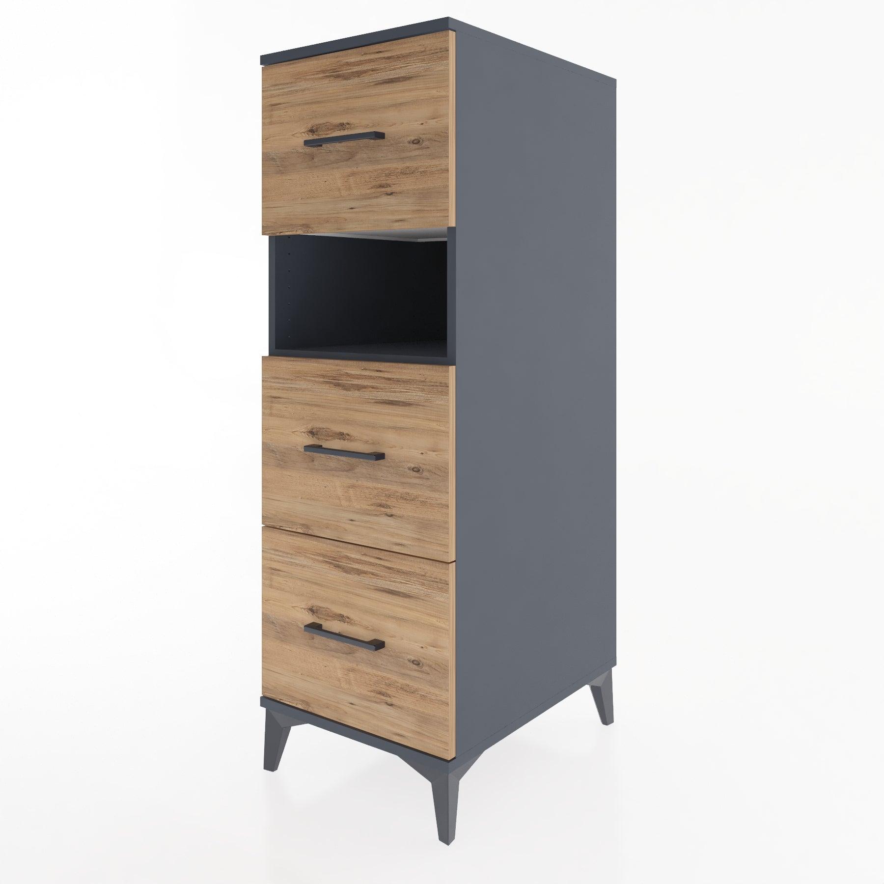 Woodntry Modular Cabinet Anthracite 44x30x122 cm with Drawers and Shelves CR106-2