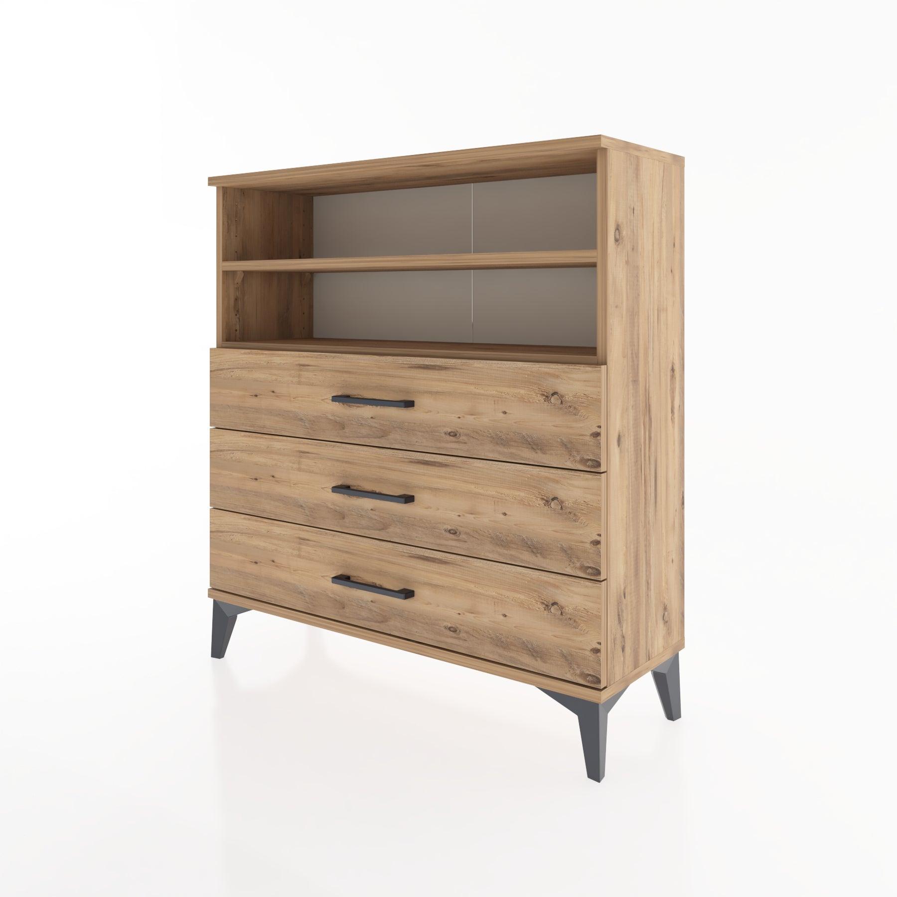 Woodntry Modular Dresser Pine 88x30x84 cm with Drawers and Shelves CR6-3
