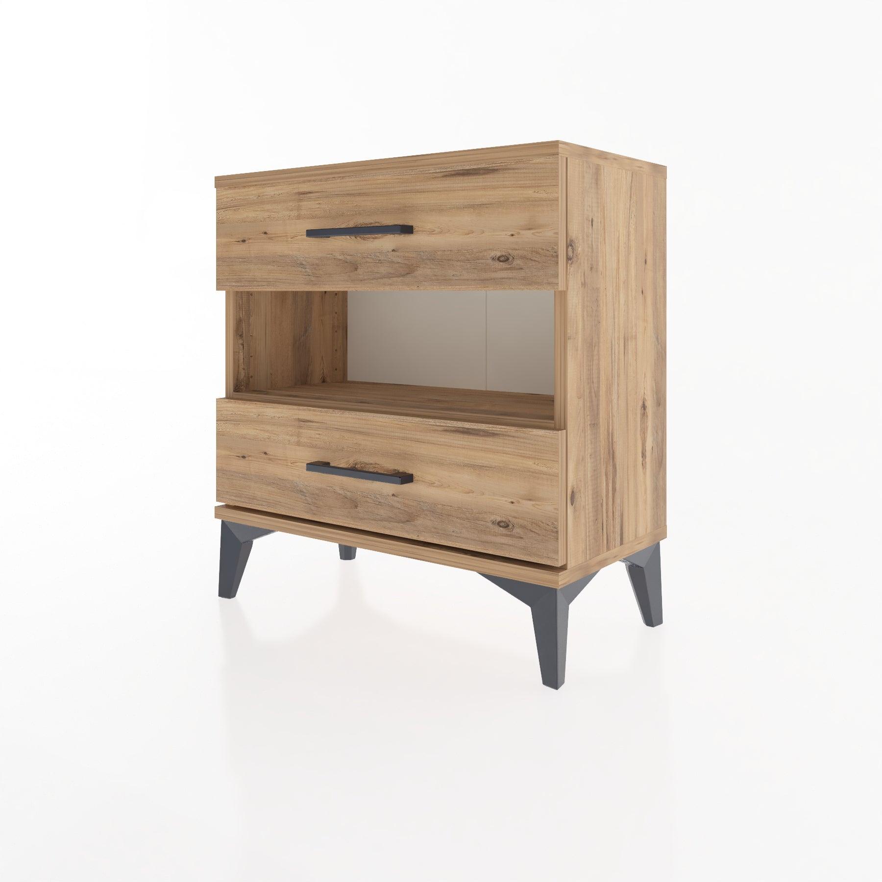 Woodntry Modular Nightstand Pine 60x30x52 cm with Drawers and Shelves CR6-3