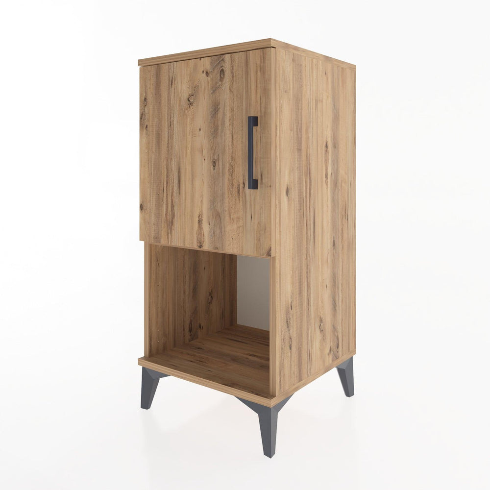 Woodntry Modüler Komodin Çam 44x44x84 cm Kapaklı ve Raflı KR28-3