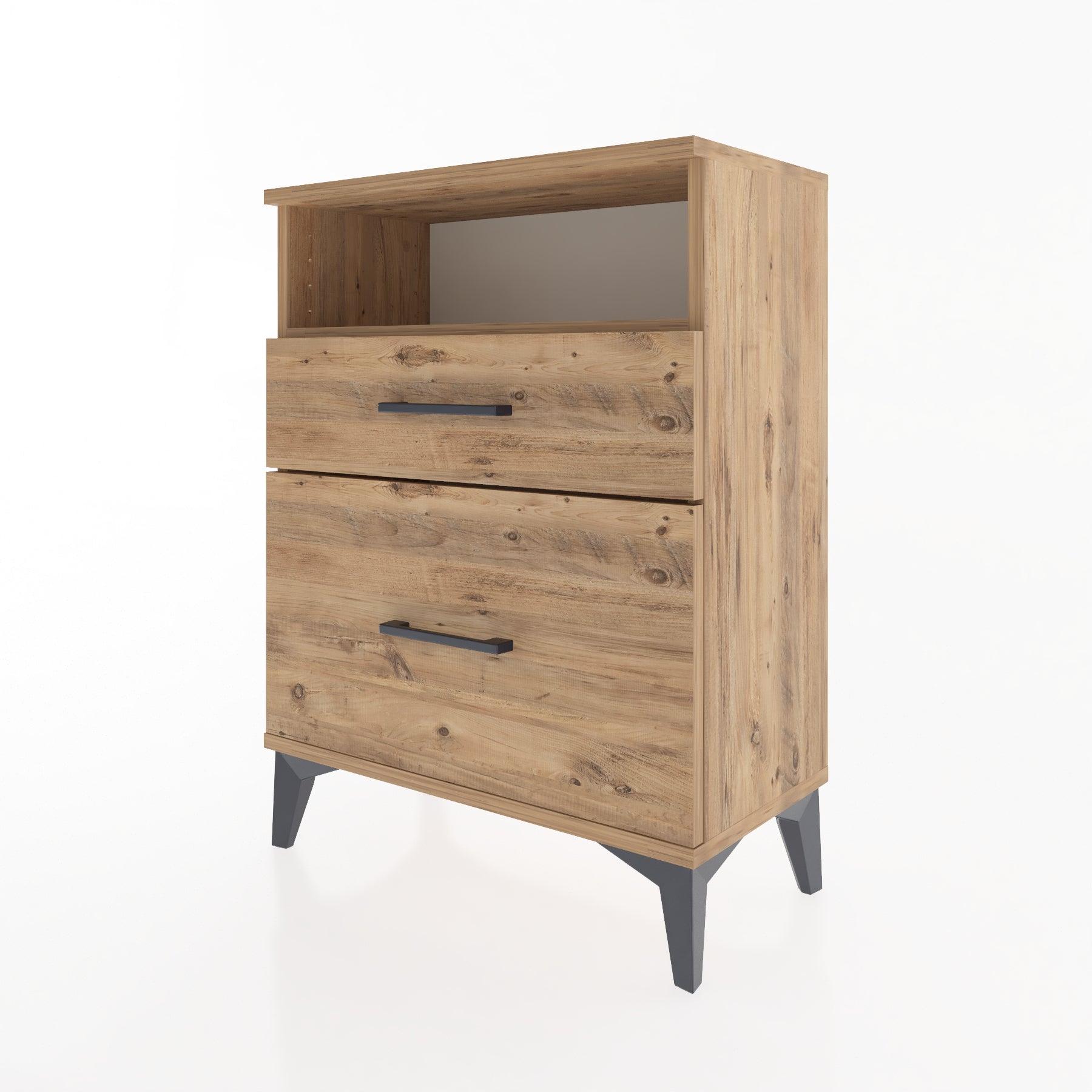 Woodntry Modular Nightstand Pine 60x30x68 cm with Drawers and Shelves CR6-3