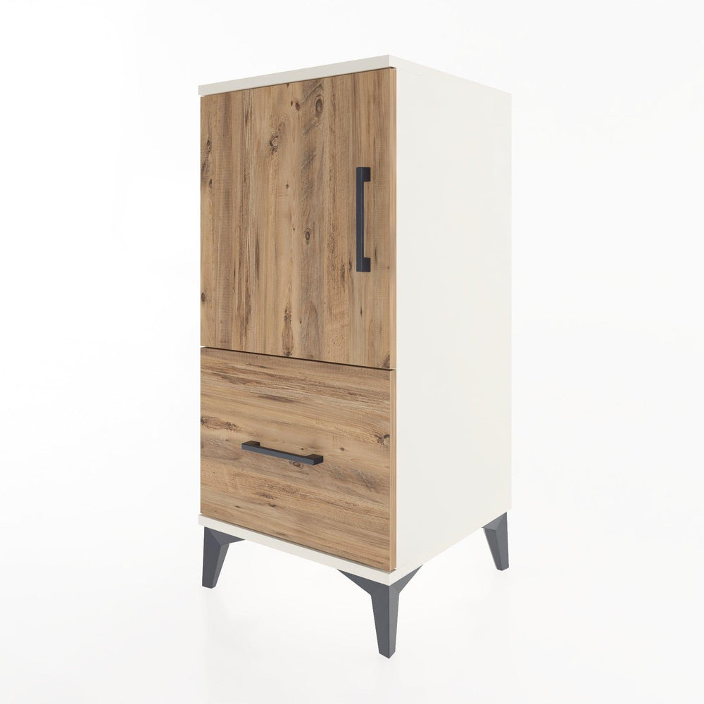 Woodntry Modular Nightstand Moonstone 44x44x84 cm with Cover and Drawer KC29-1