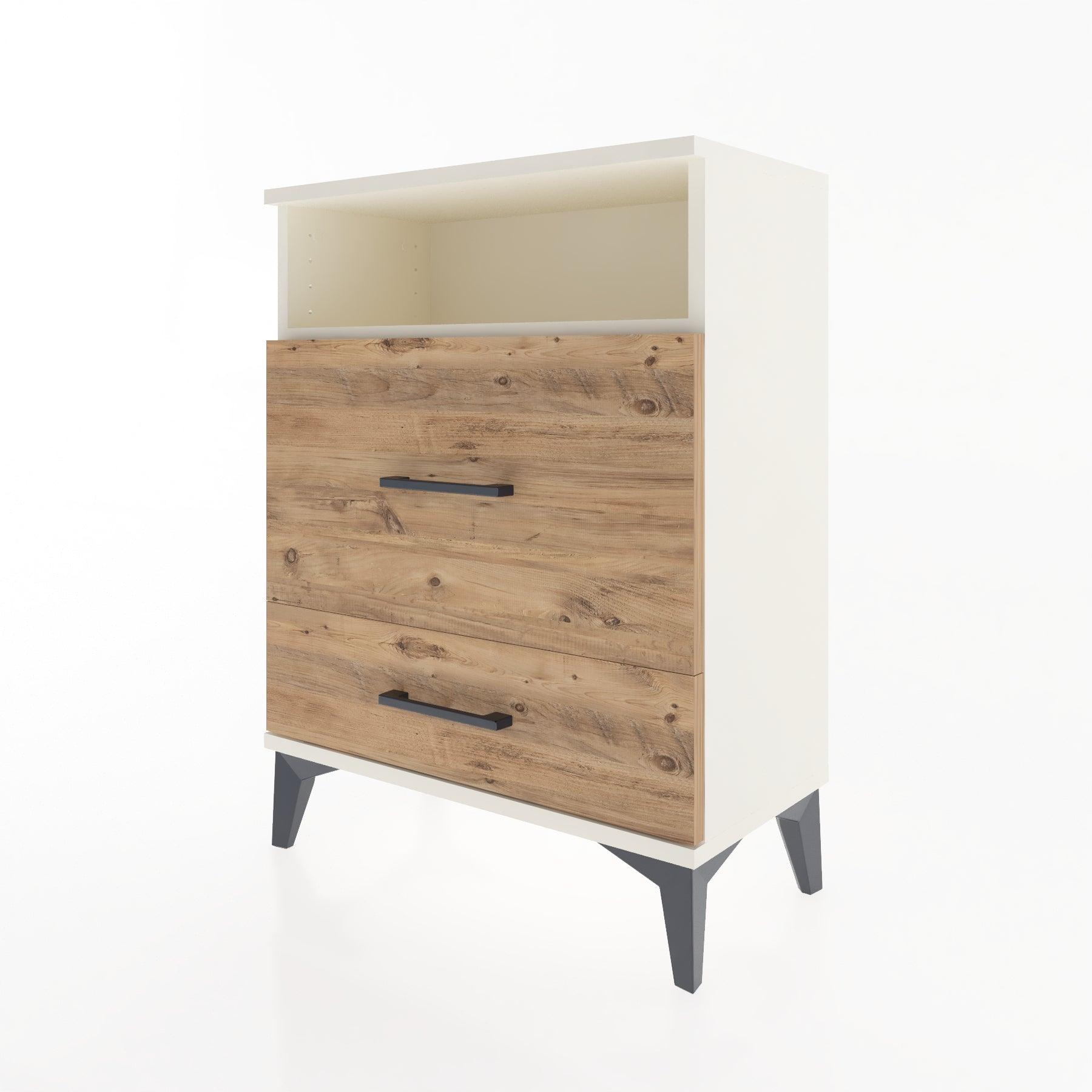 Woodntry Modular Nightstand Moonstone 60x30x68 cm with Drawer and Shelf CR7-1
