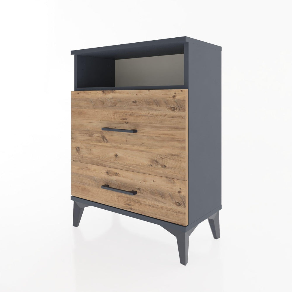 Woodntry Modular Nightstand Anthracite 60x30x68 cm with Drawer and Shelf CR7-2