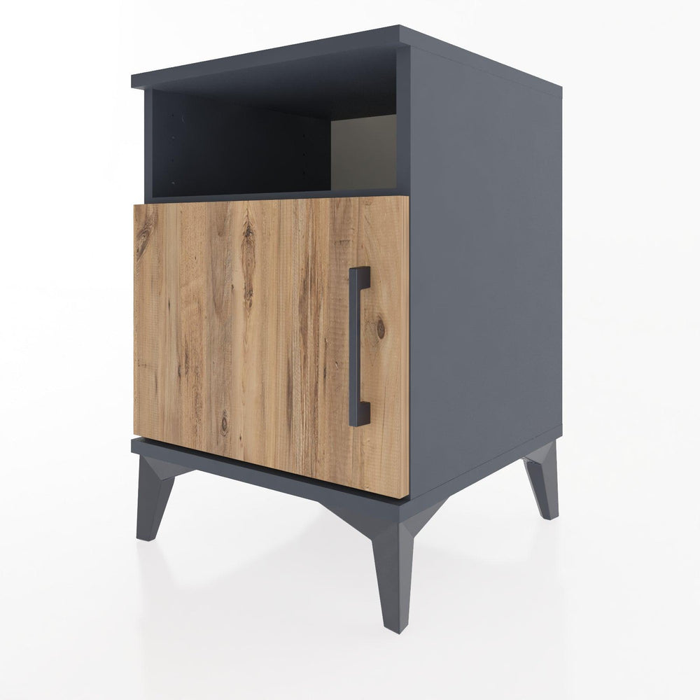 Woodntry Modular Nightstand Anthracite 44x44x52 cm with Cover and Shelf KR7-2