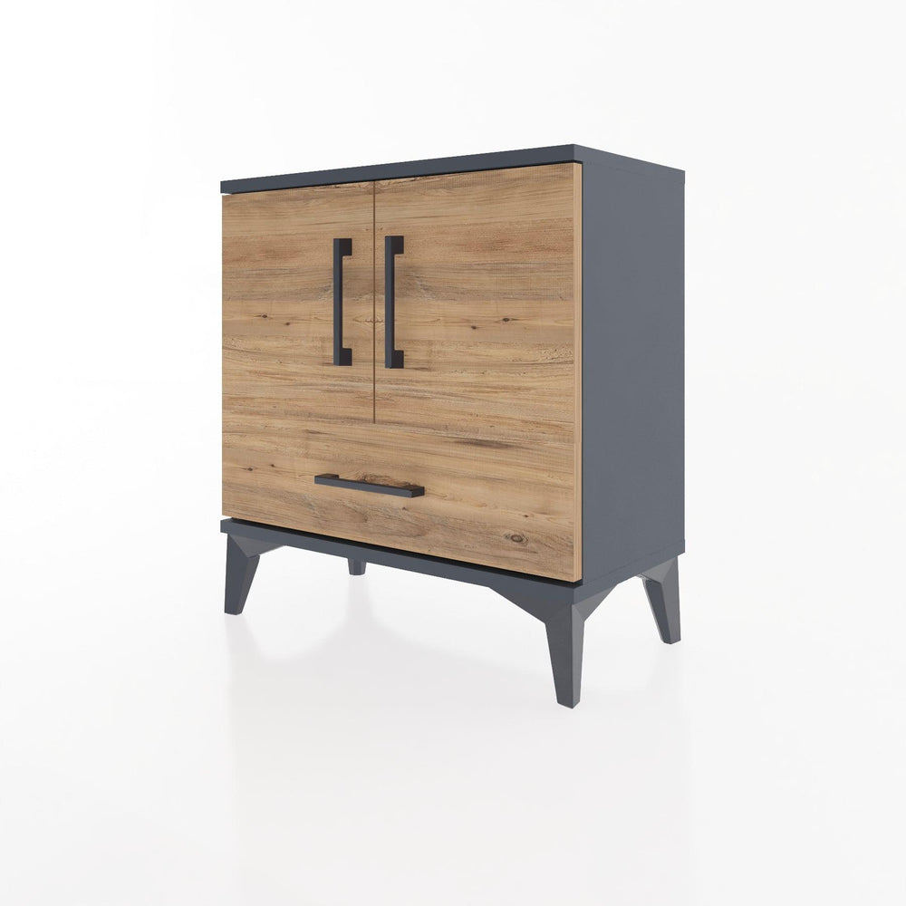 Woodntry Modüler Komodin Antrasit 60x30x52 cm Kapaklı ve Çekmeceli KC7-2