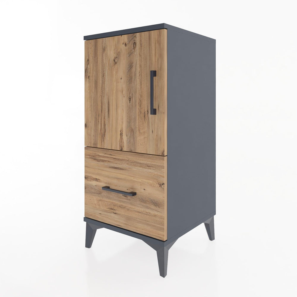 Woodntry Modular Nightstand Anthracite 44x44x84 cm with Cover and Drawer KC29-2