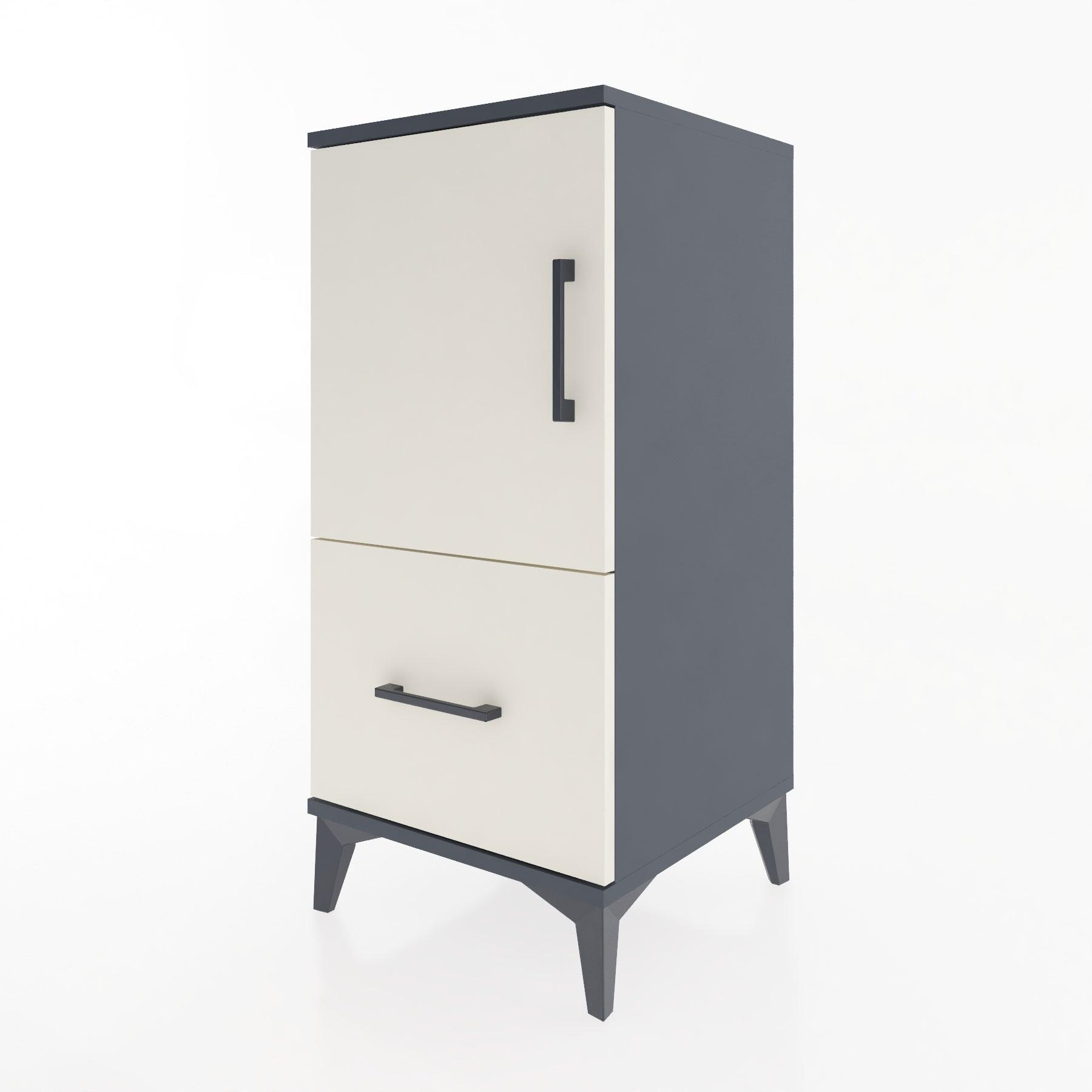 Woodntry Modular Nightstand Anthracite 44x44x84 cm with Cover and Drawer KC29-2