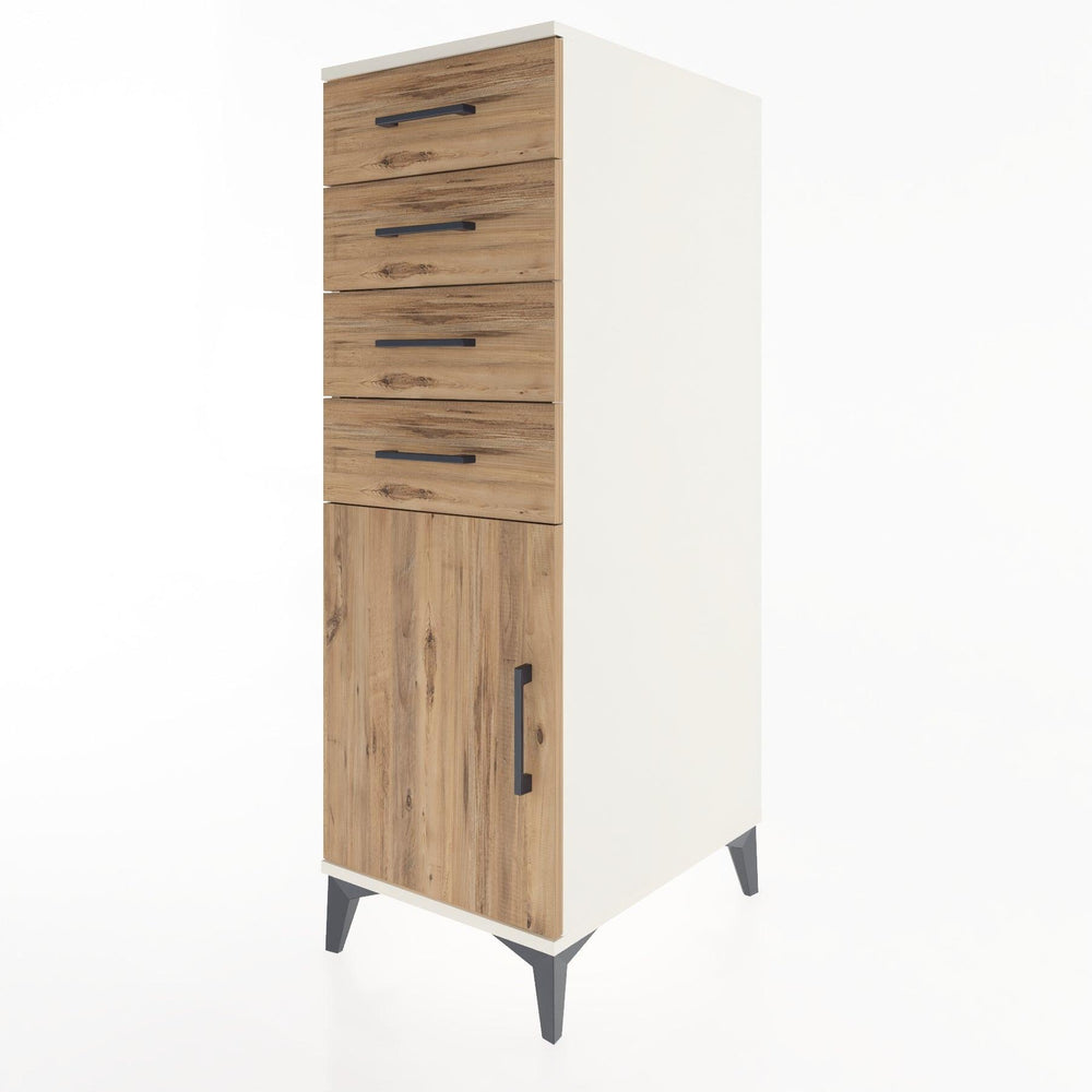 Woodntry Modüler Dolap Aytaşı 44x30x122 cm Kapaklı ve Çekmeceli KC58-1