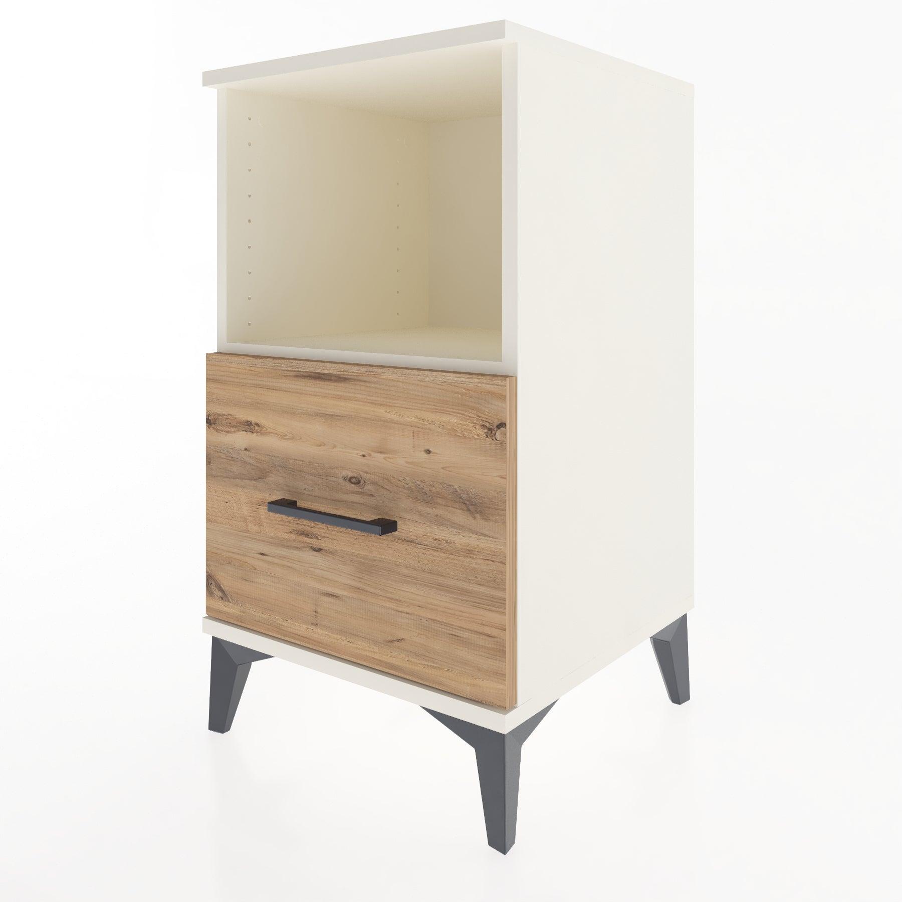 Woodntry Modular Nightstand Moonstone 44x44x68 cm with Drawer and Shelf CR8-1