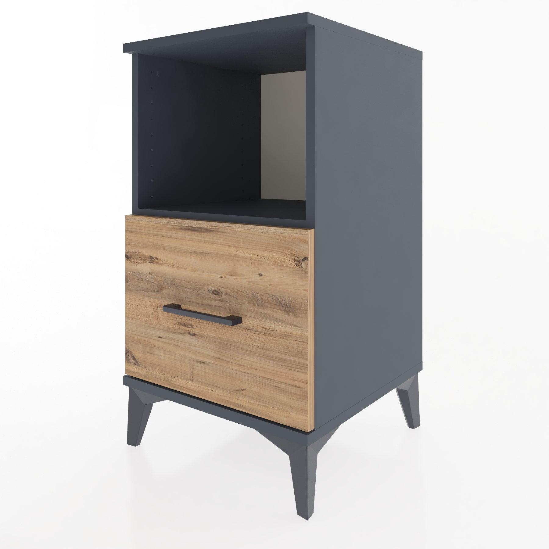Woodntry Modular Nightstand Anthracite 44x44x68 cm with Drawers and Shelves CR8-2
