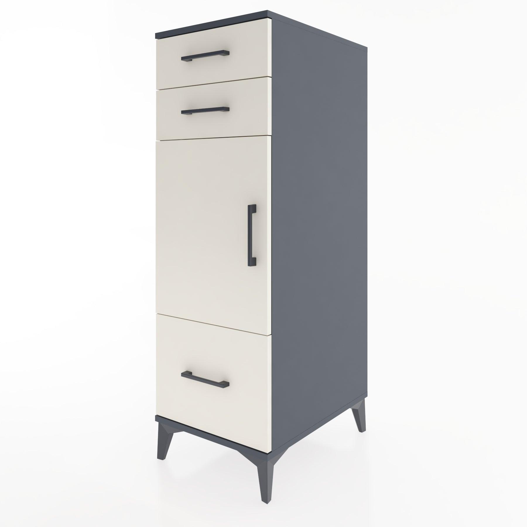 Woodntry Modular Cabinet Anthracite 44x30x122 cm with Doors and Drawers KC8-2