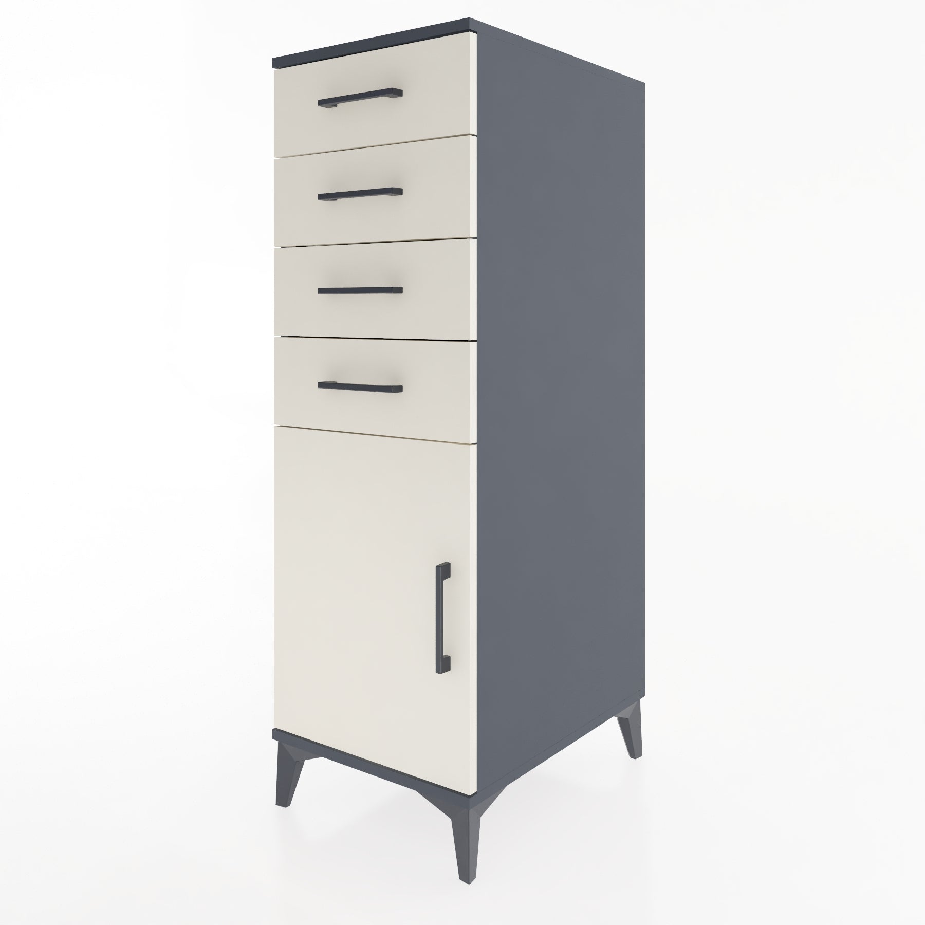 Woodntry Modular Cabinet Anthracite 44x59x122 cm with Doors and Drawers KC58-2