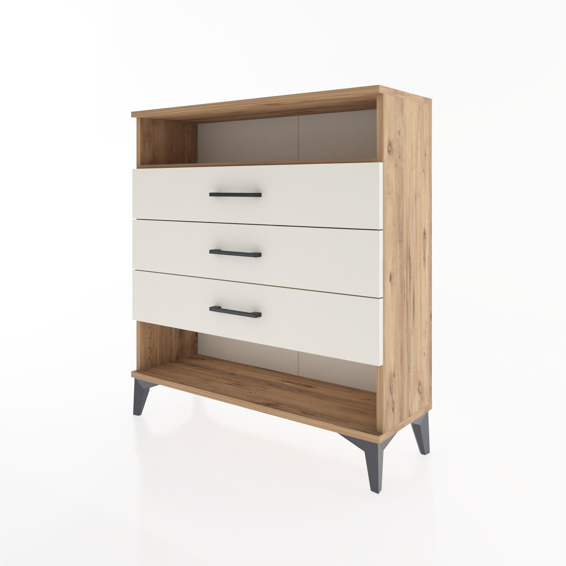 Woodntry Modular Dresser Pine 88x30x84 cm with Drawers and Shelves CR8-3