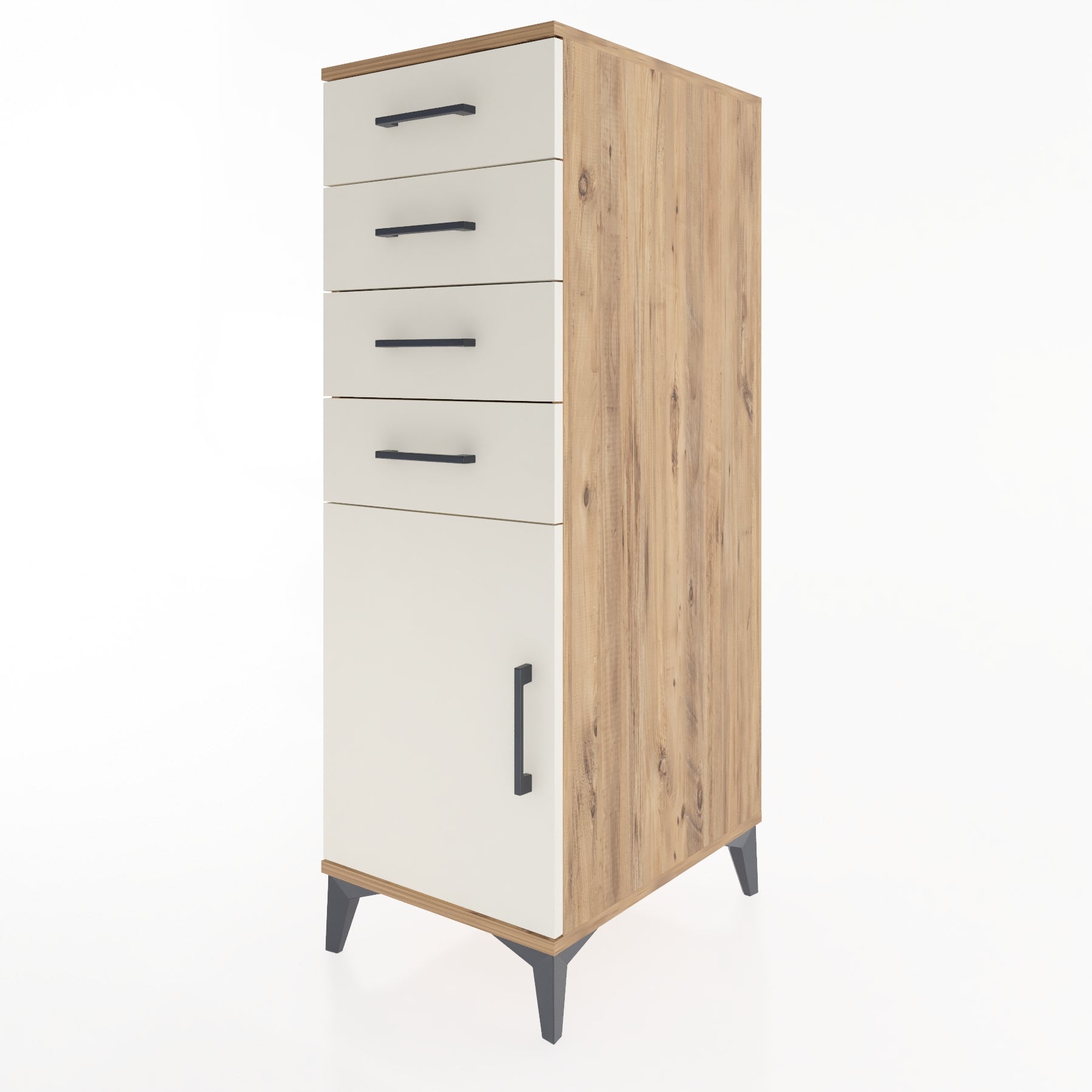 Woodntry Modüler Dolap Çam 44x59x122 cm Kapaklı ve Çekmeceli KC58-3