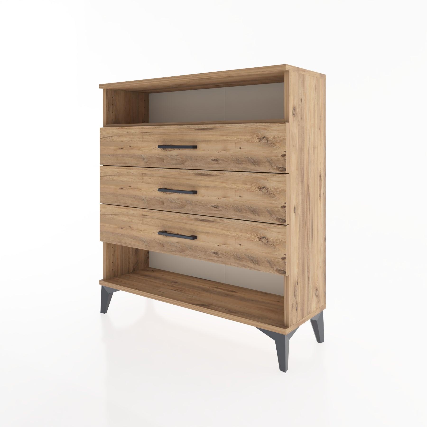 Woodntry Modular Dresser Pine 88x30x84 cm with Drawers and Shelves CR8-3