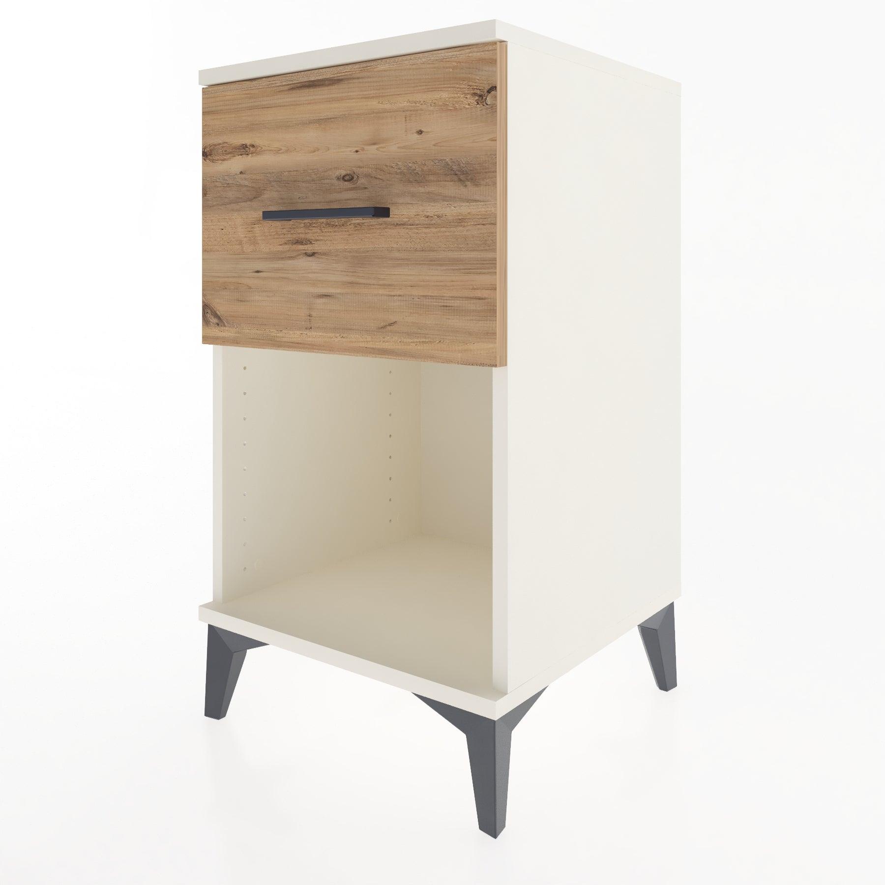 Woodntry Modular Nightstand Moonstone 44x44x68 cm with Drawer and Shelf CR9-1