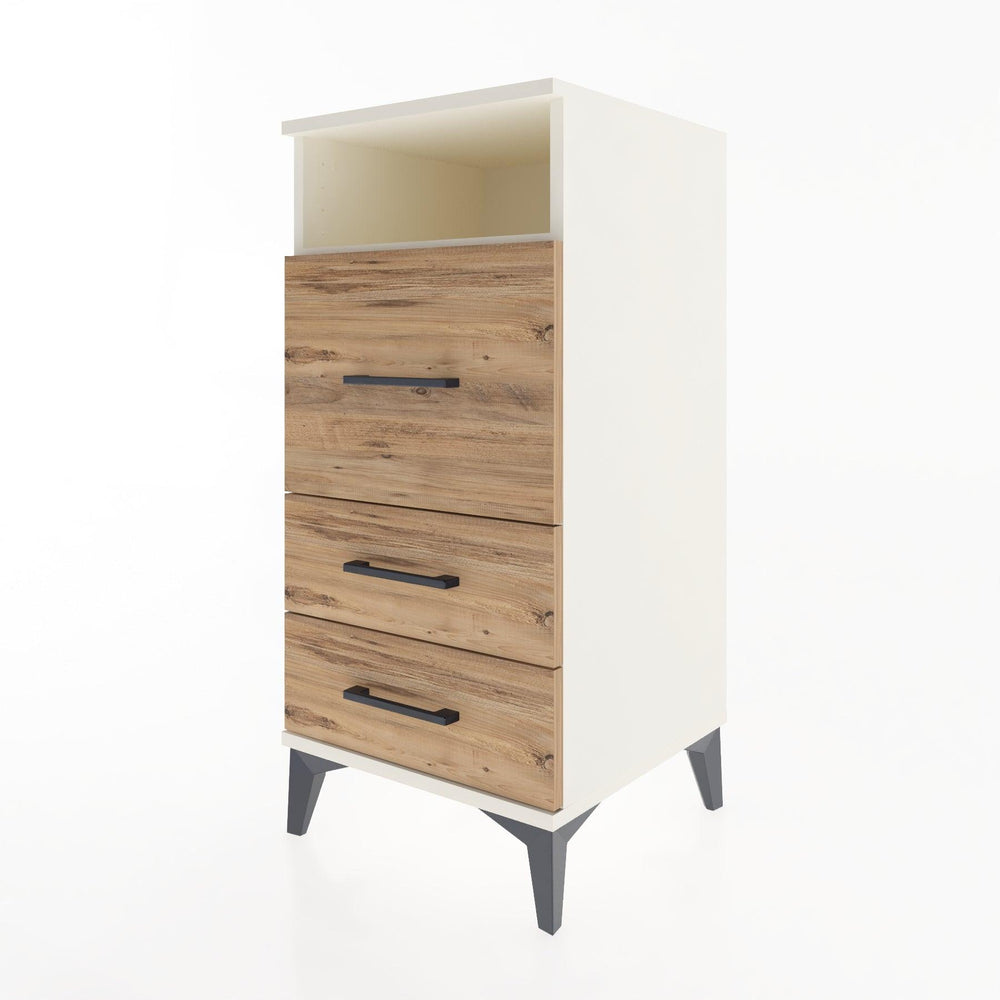 Woodntry Modular Nightstand Moonstone 44x44x84 cm with Drawer and Shelf CR9-1