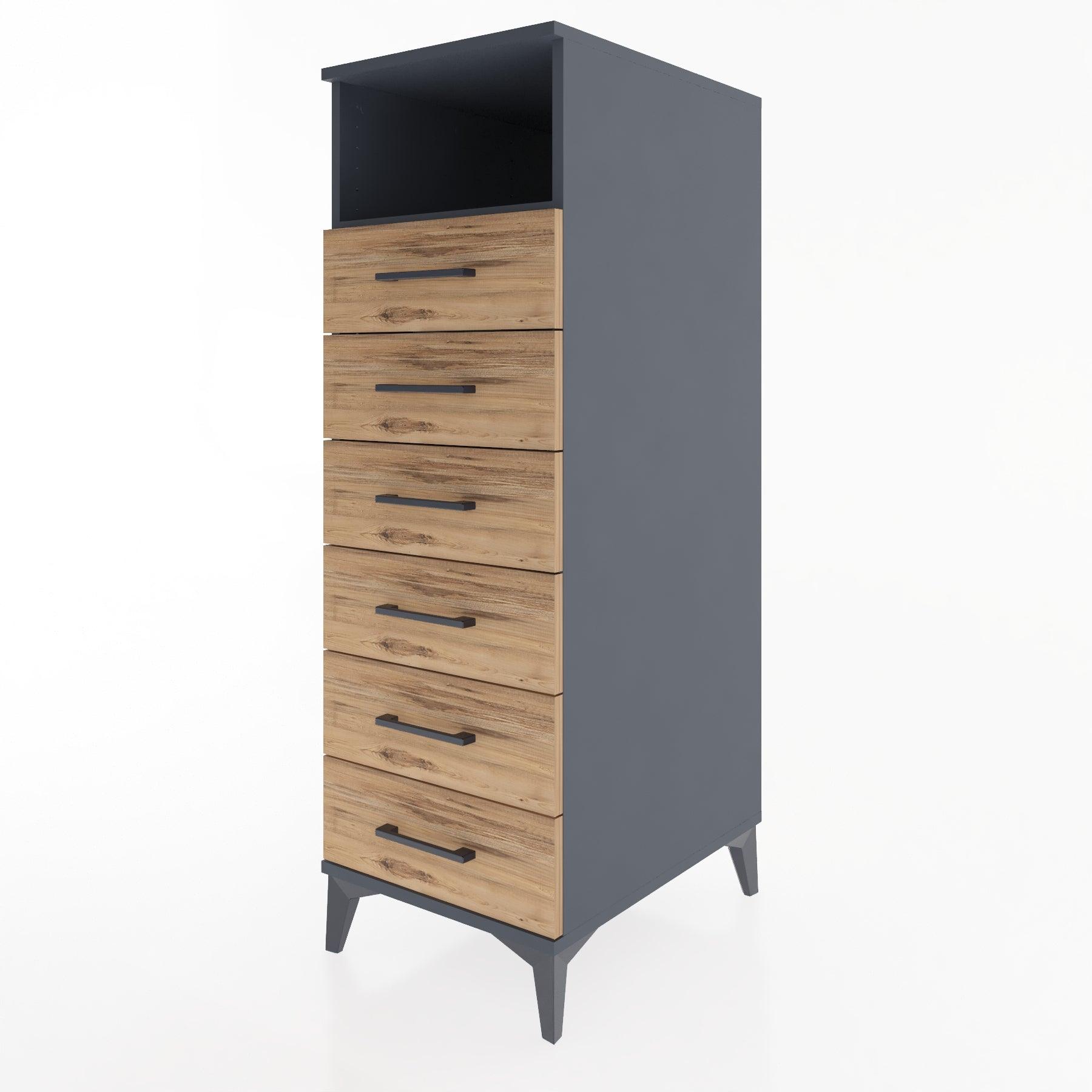 Woodntry Modular Cabinet Anthracite 44x30x122 cm with Drawers and Shelves CR59-2