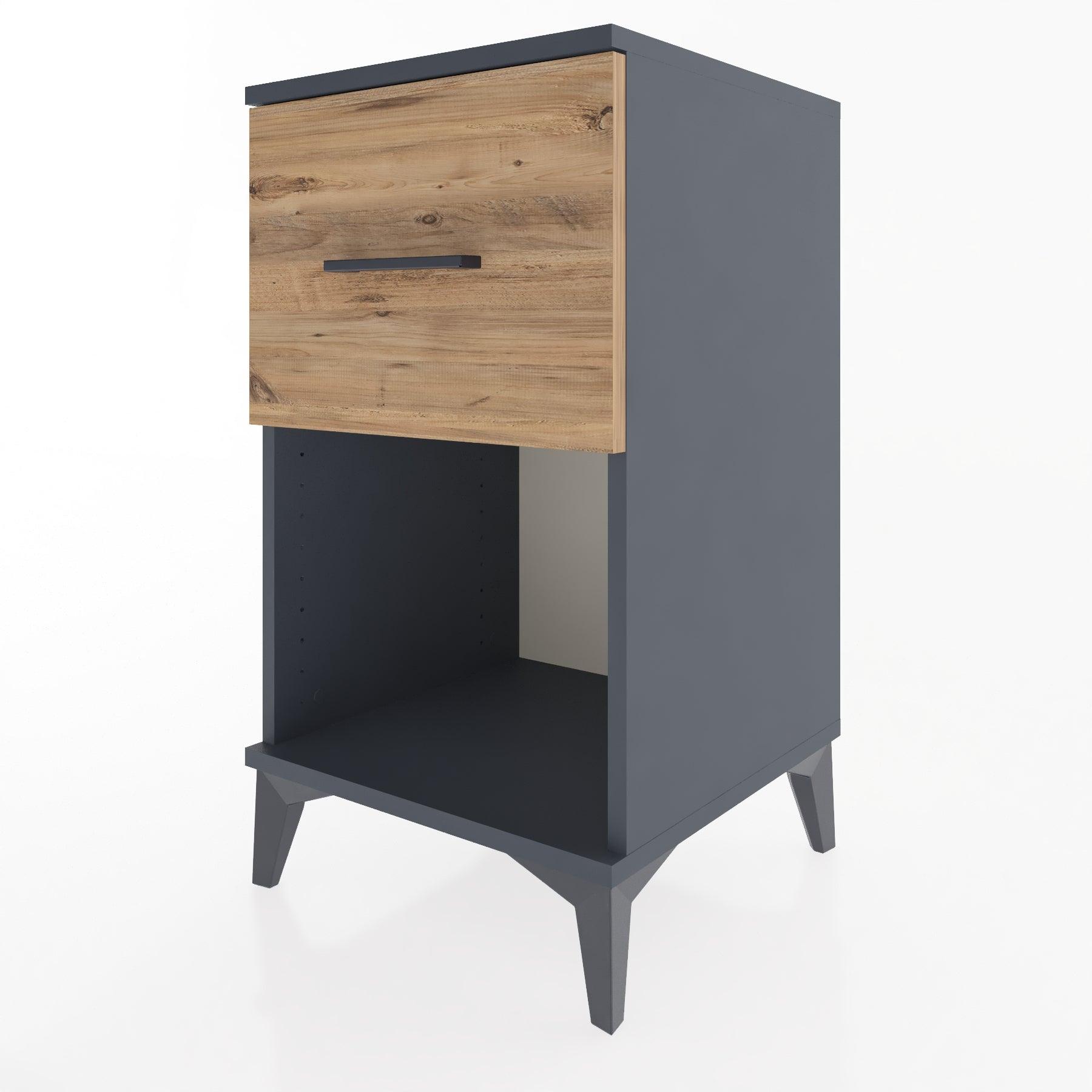 Woodntry Modular Nightstand Anthracite 44x44x68 cm with Drawers and Shelves CR9-2