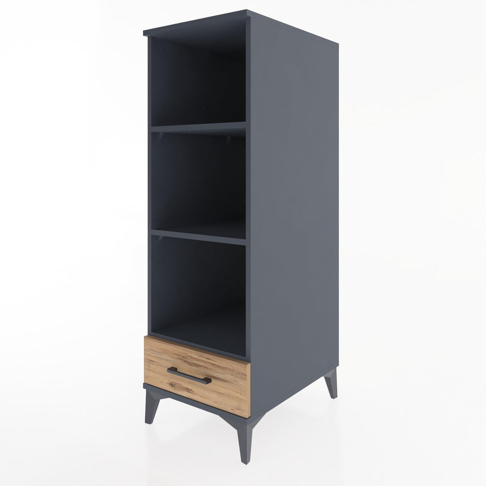 Woodntry Modüler Dolap Antrasit 44x30x122 cm Çekmeceli ve Raflı CR109-2