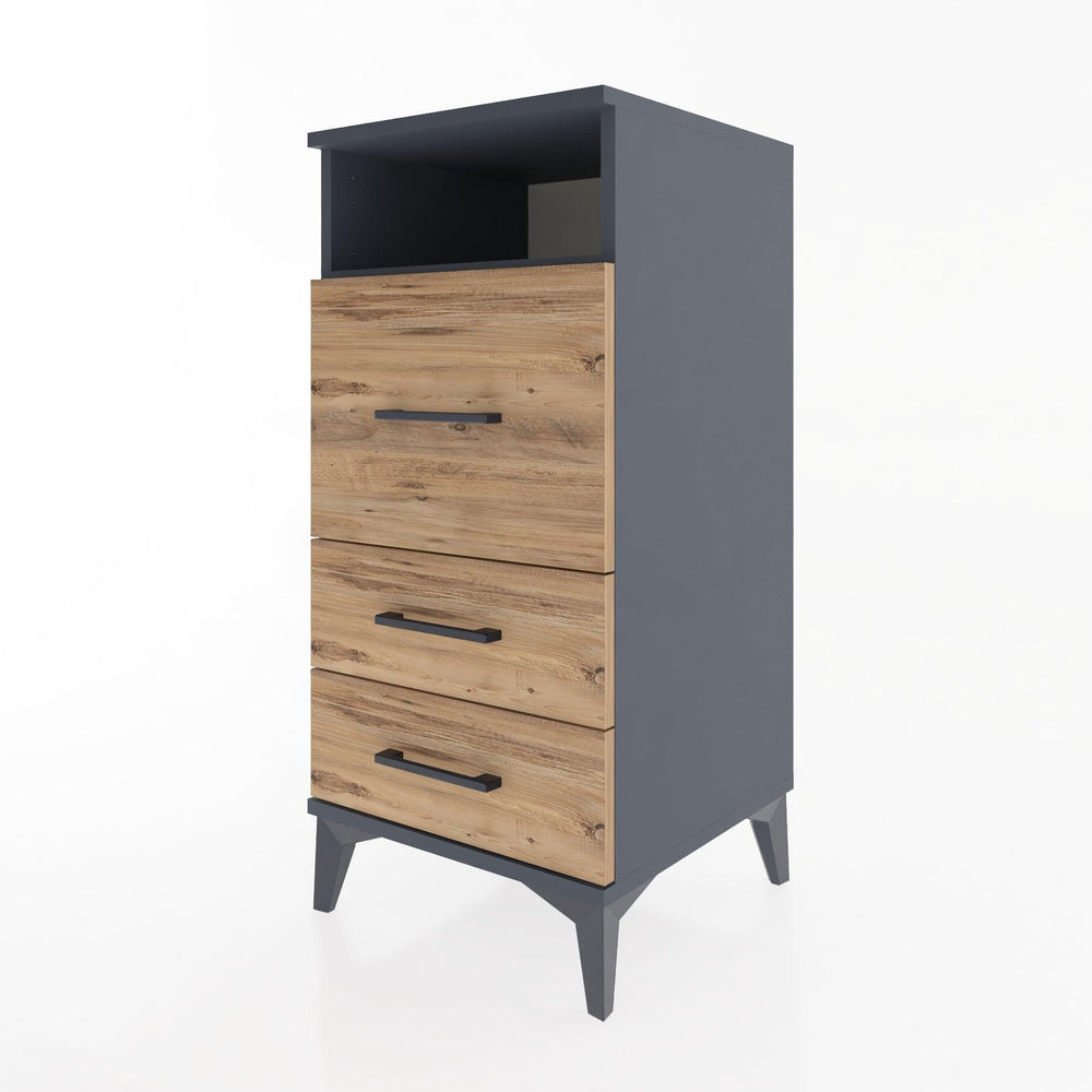 Woodntry Modular Nightstand Anthracite 44x44x84 cm with Drawers and Shelves CR9-2