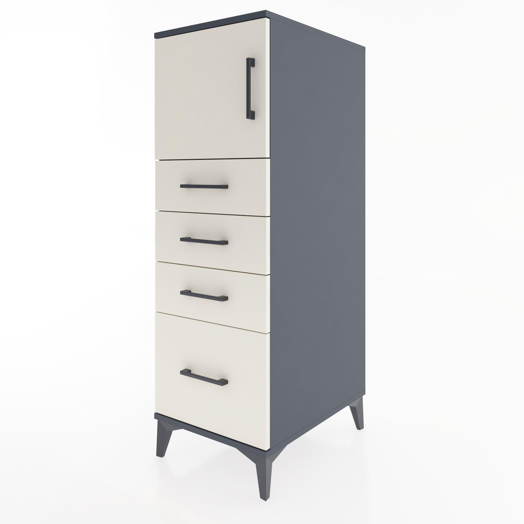 Woodntry Modular Cabinet Anthracite 44x30x122 cm with Doors and Drawers KC9-2