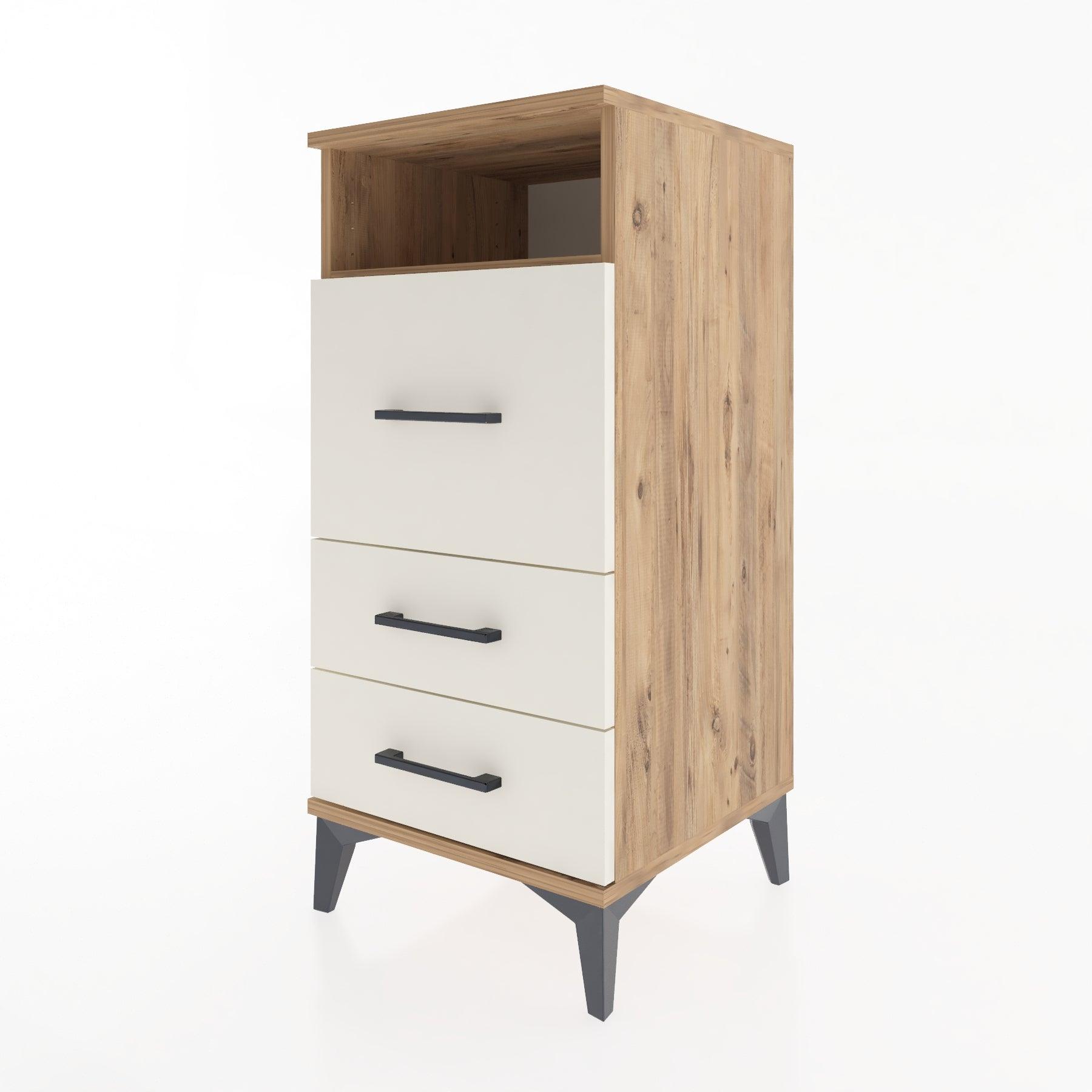 Woodntry Modular Nightstand Pine 44x44x84 cm with Drawers and Shelves CR9-3