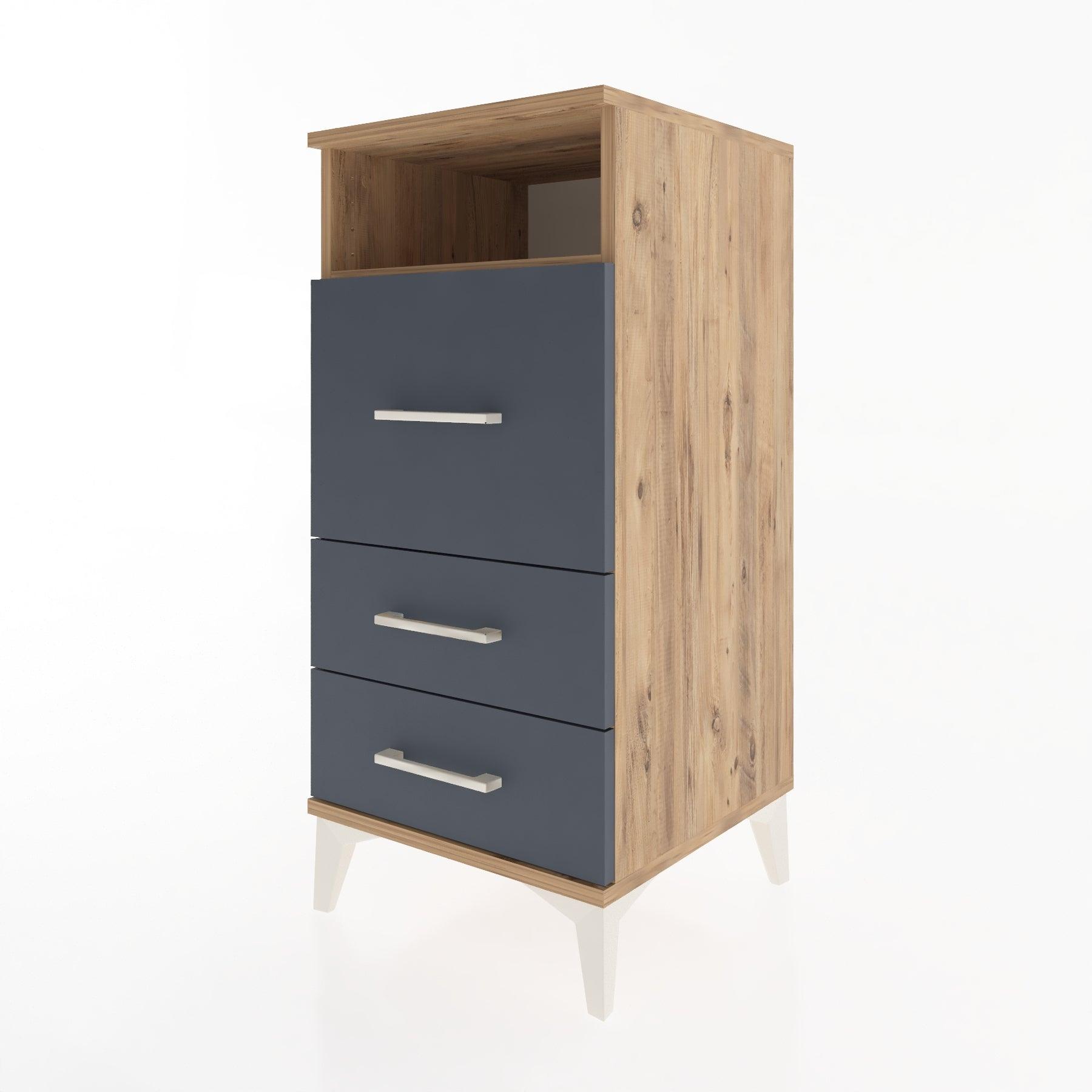 Woodntry Modular Nightstand Pine 44x44x84 cm with Drawers and Shelves CR9-3