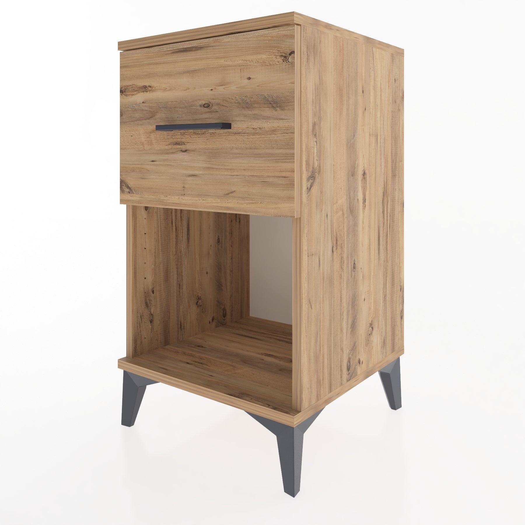 Woodntry Modular Nightstand Pine 44x44x68 cm with Drawers and Shelves CR9-3