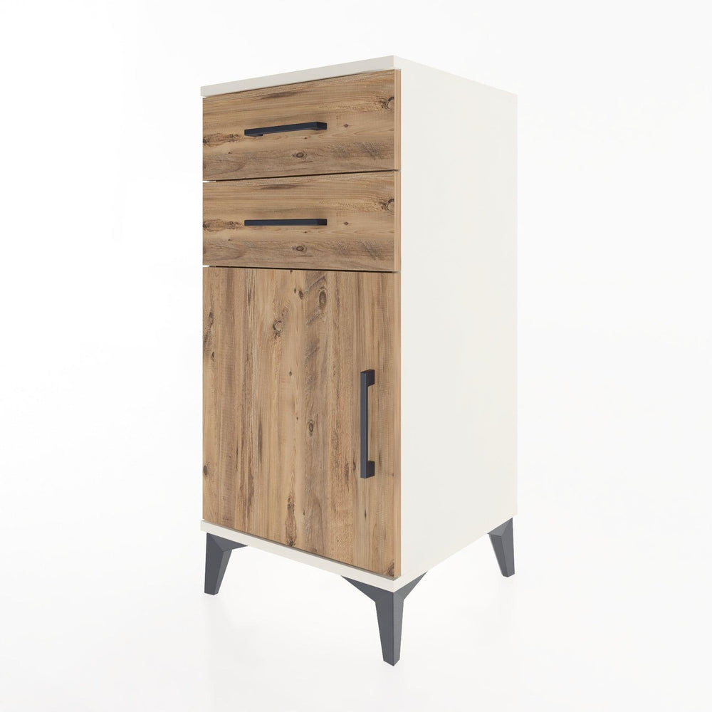 Woodntry Modular Nightstand Moonstone 44x44x84 cm with Cover and Drawer KC32-1