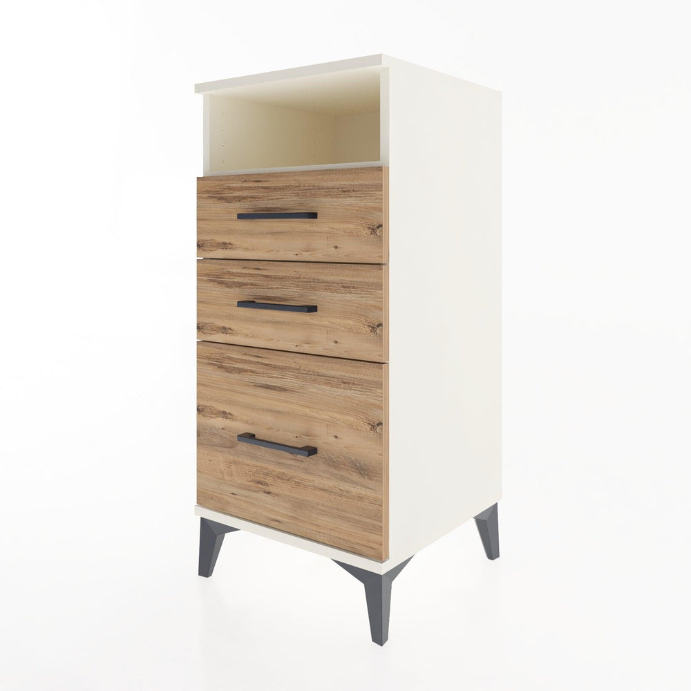 Woodntry Modular Nightstand Moonstone 44x44x84 cm with Drawer and Shelf CR10-1