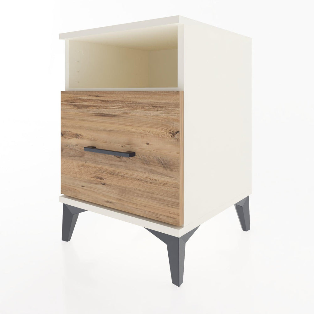 Woodntry Modular Nightstand Moonstone 44x44x52 cm with Drawer and Shelf CR10-1
