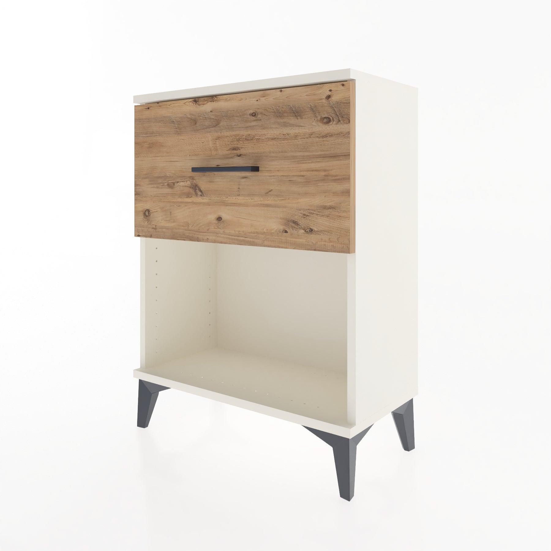 Woodntry Modular Nightstand Moonstone 60x30x68 cm with Drawer and Shelf CR10-1