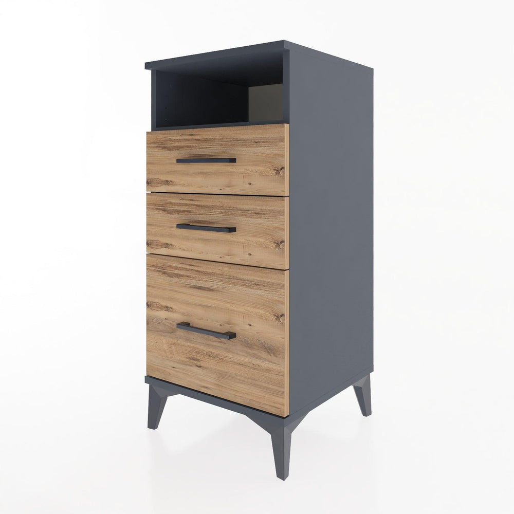 Woodntry Modular Nightstand Anthracite 44x44x84 cm with Drawers and Shelves CR10-2