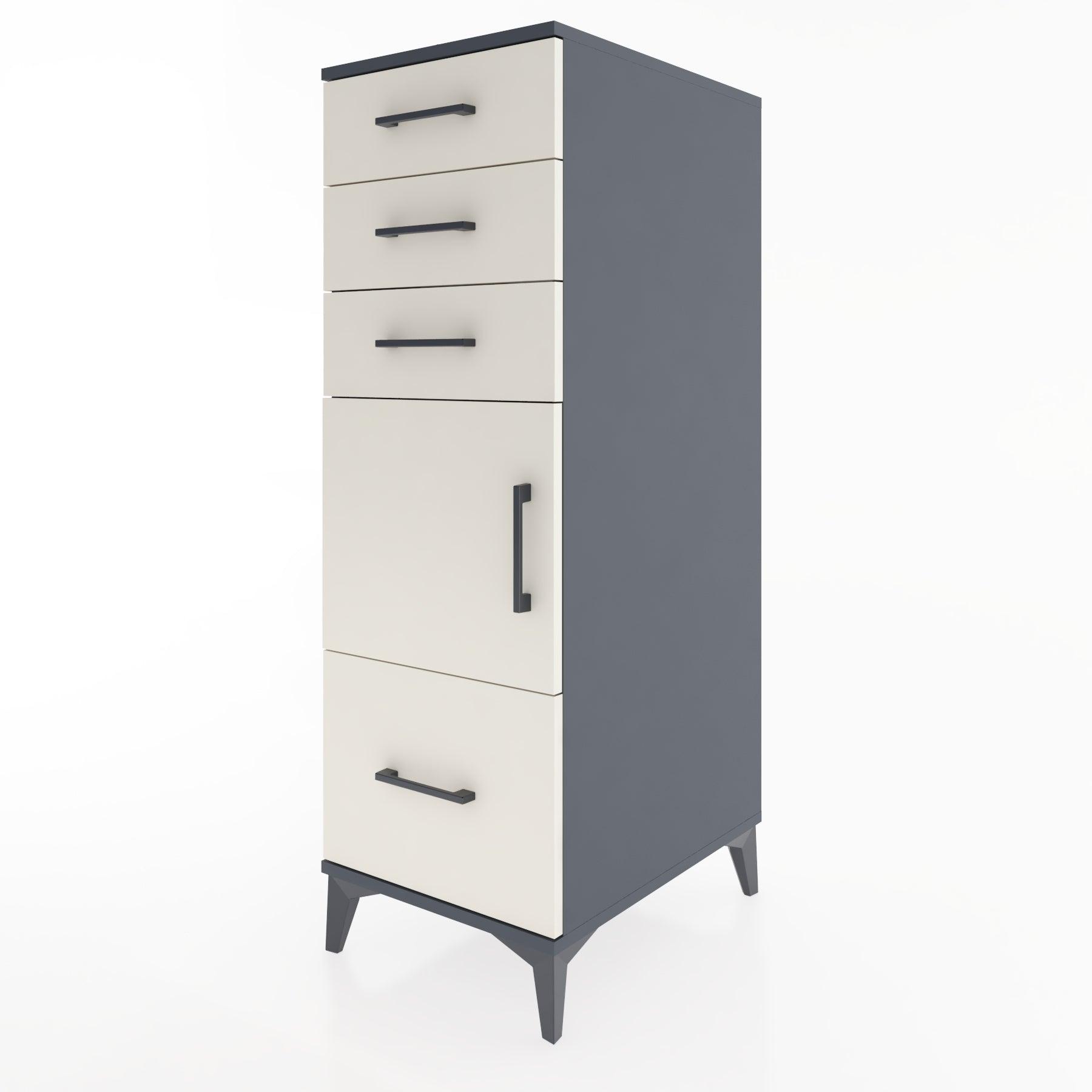 Woodntry Modular Cabinet Anthracite 44x30x122 cm with Doors and Drawers KC10-2