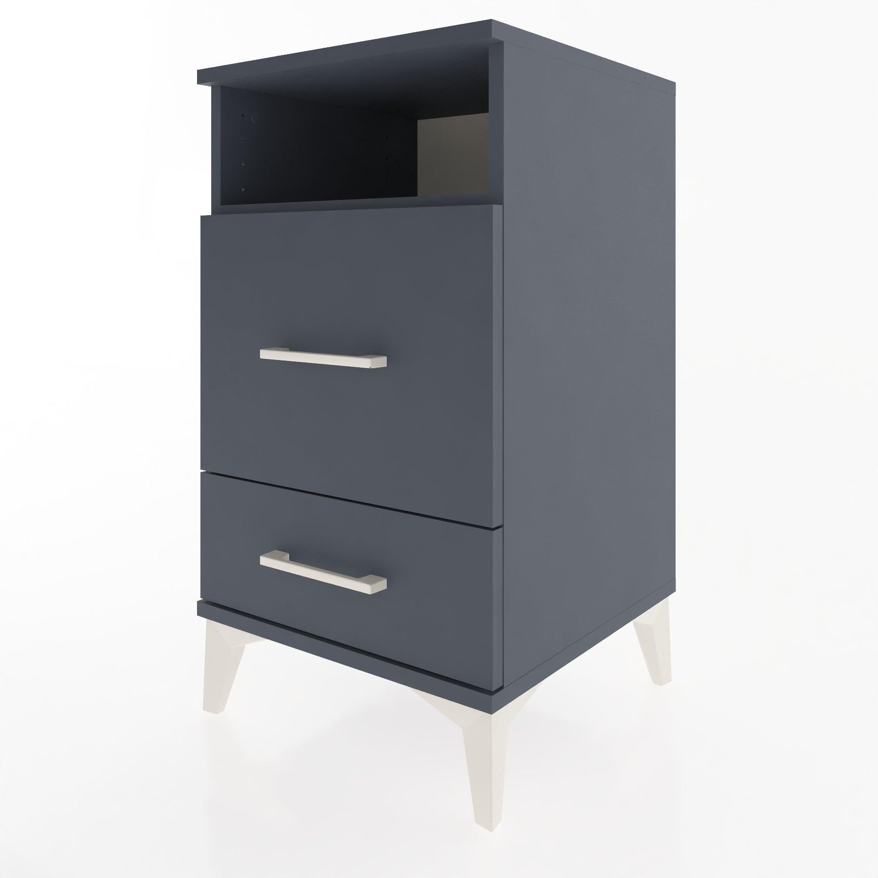 Woodntry Modular Nightstand Anthracite 44x44x68 cm with Drawers and Shelves CR10-2