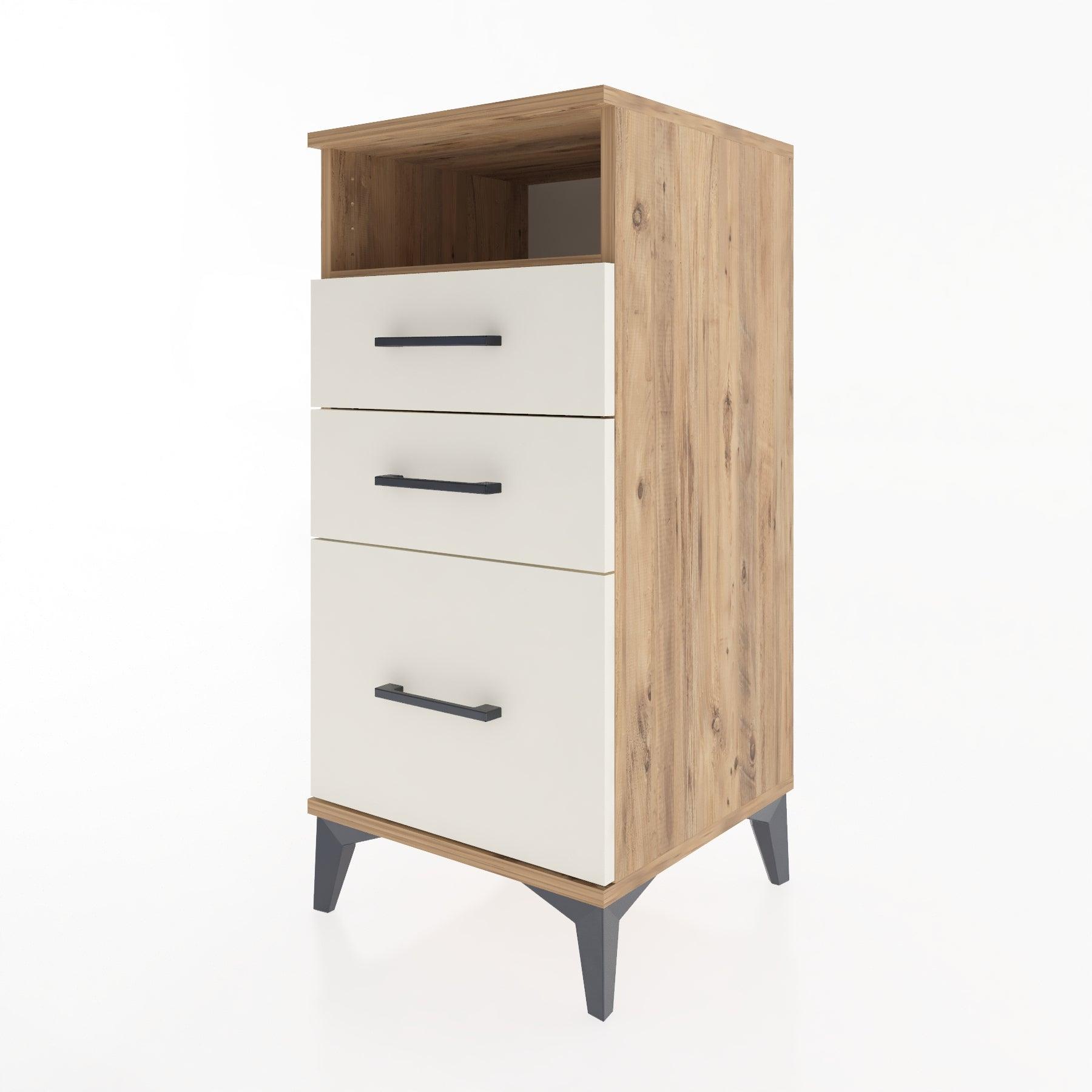 Woodntry Modular Nightstand Pine 44x44x84 cm with Drawers and Shelves CR10-3